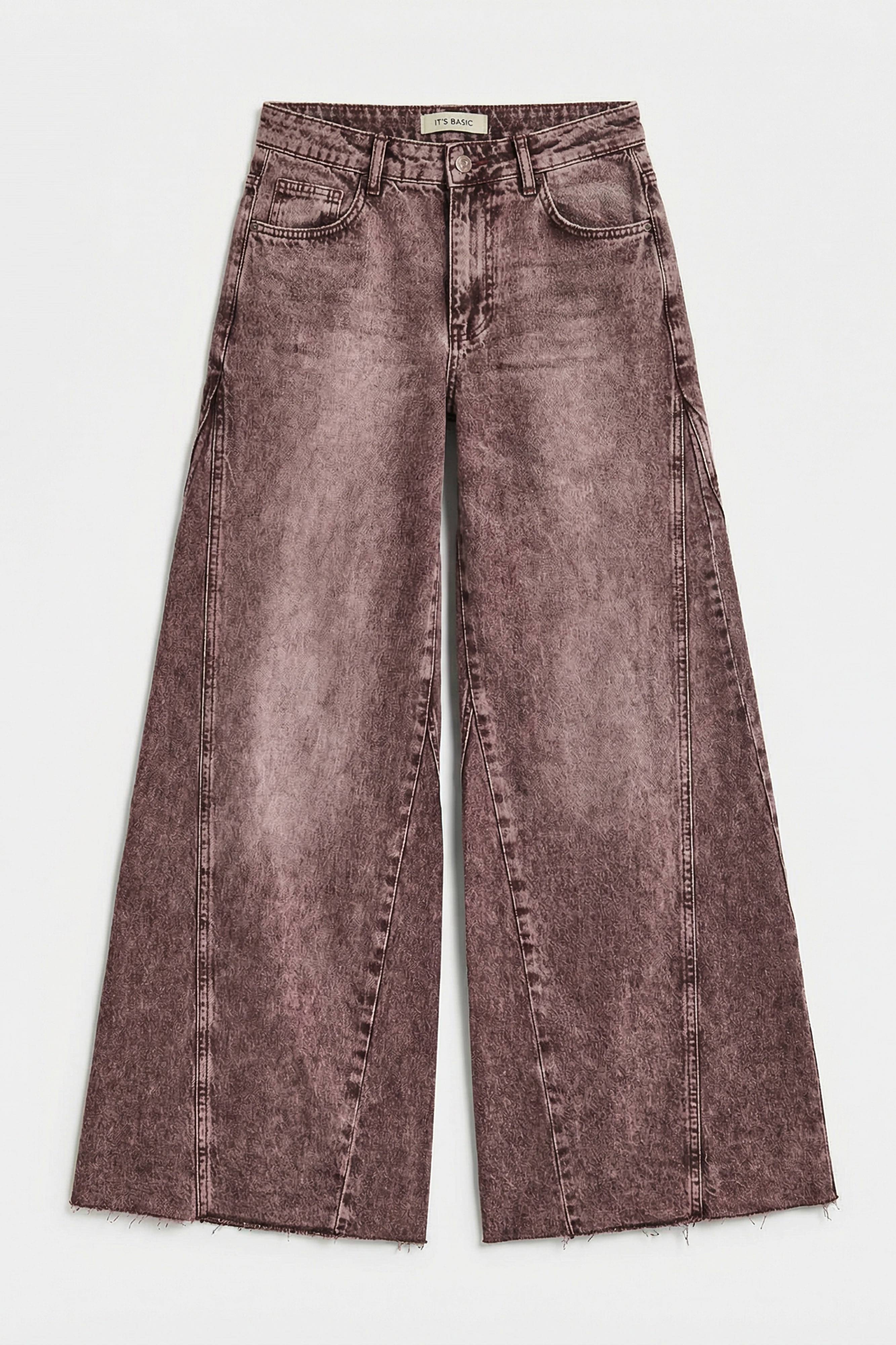 Kadın Koyu Kot Rengi 4s6-157 Süper Palazzo %100 Koton Denim Jean