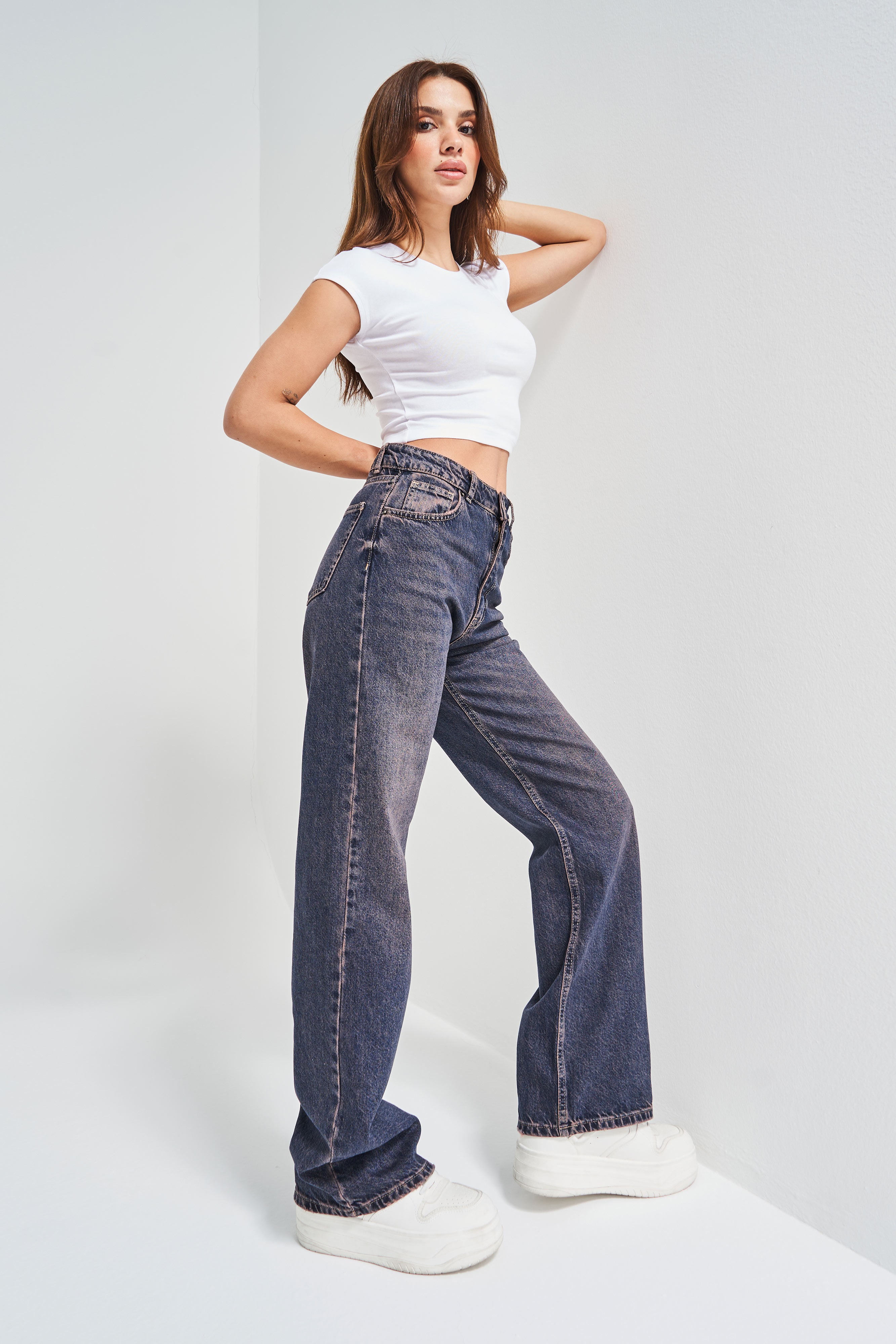 Women's Dark Jeans Color 2W4-8 Straight Fit 100% Cotton Denim