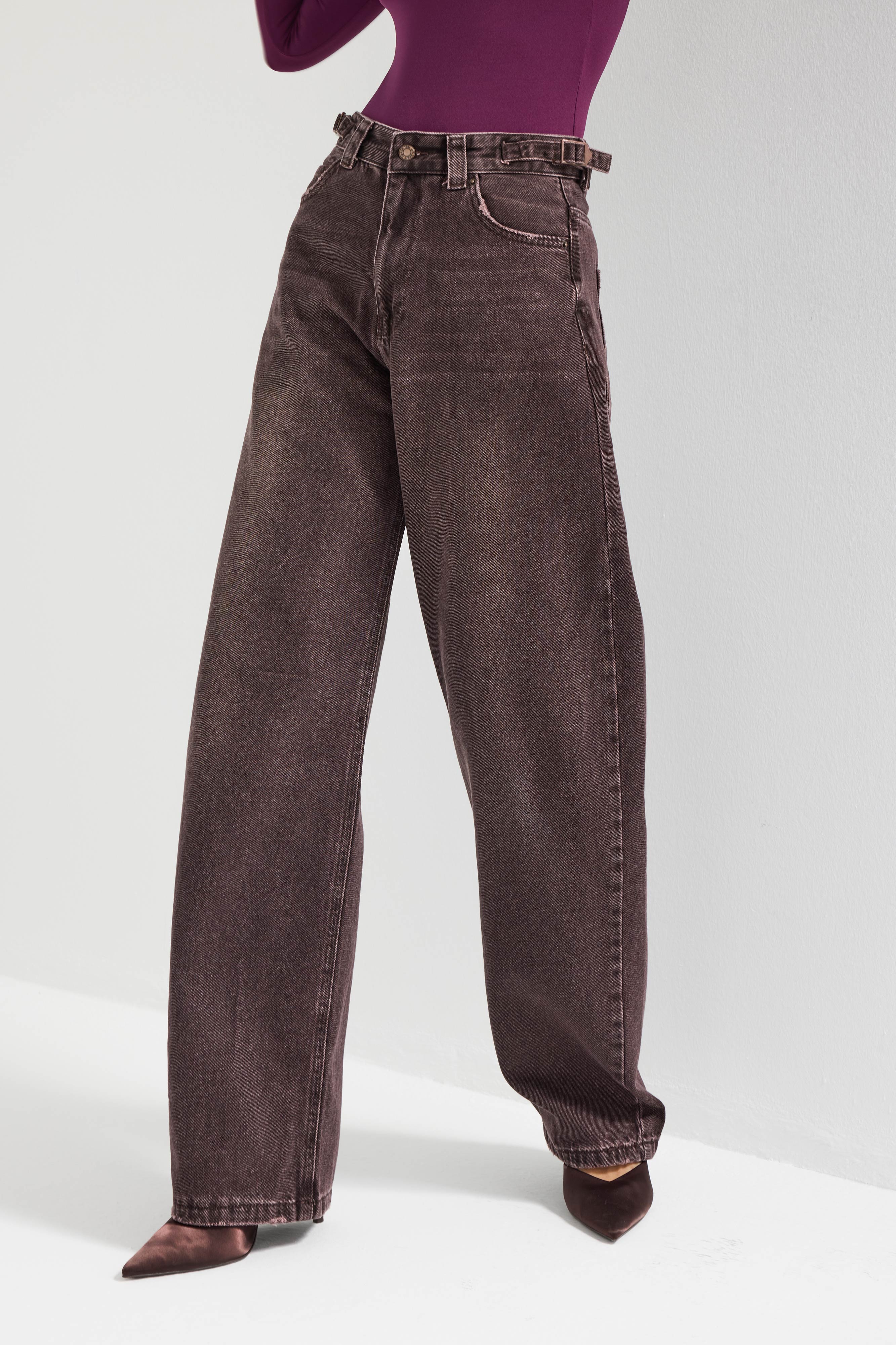 Kadın Koyu Kot Rengi Lotus 2w5-16 Baggy Fit %100 Koton Bol Kesim Denim Jean