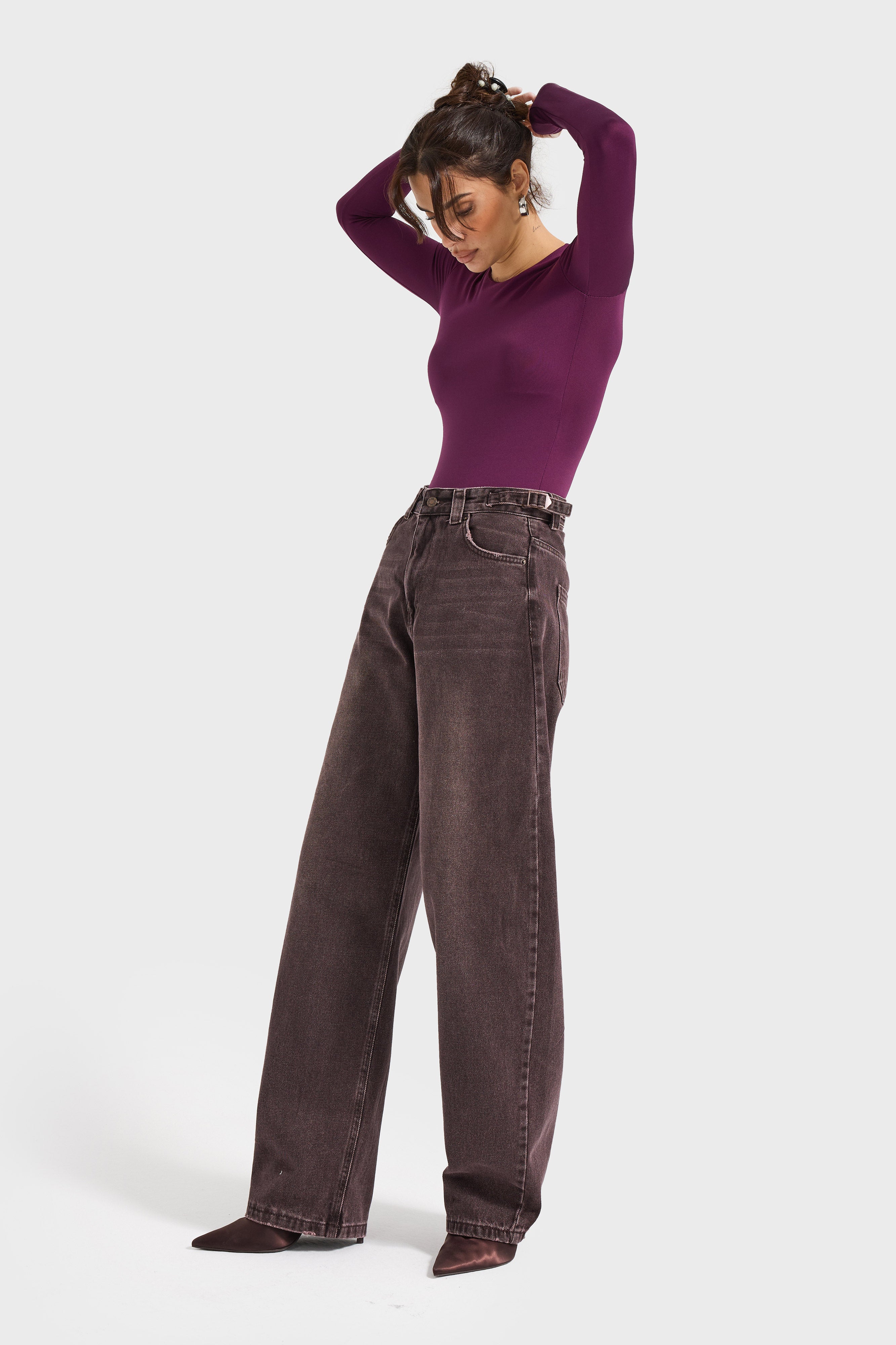 Kadın Koyu Kot Rengi Lotus 2w5-16 Baggy Fit %100 Koton Bol Kesim Denim Jean