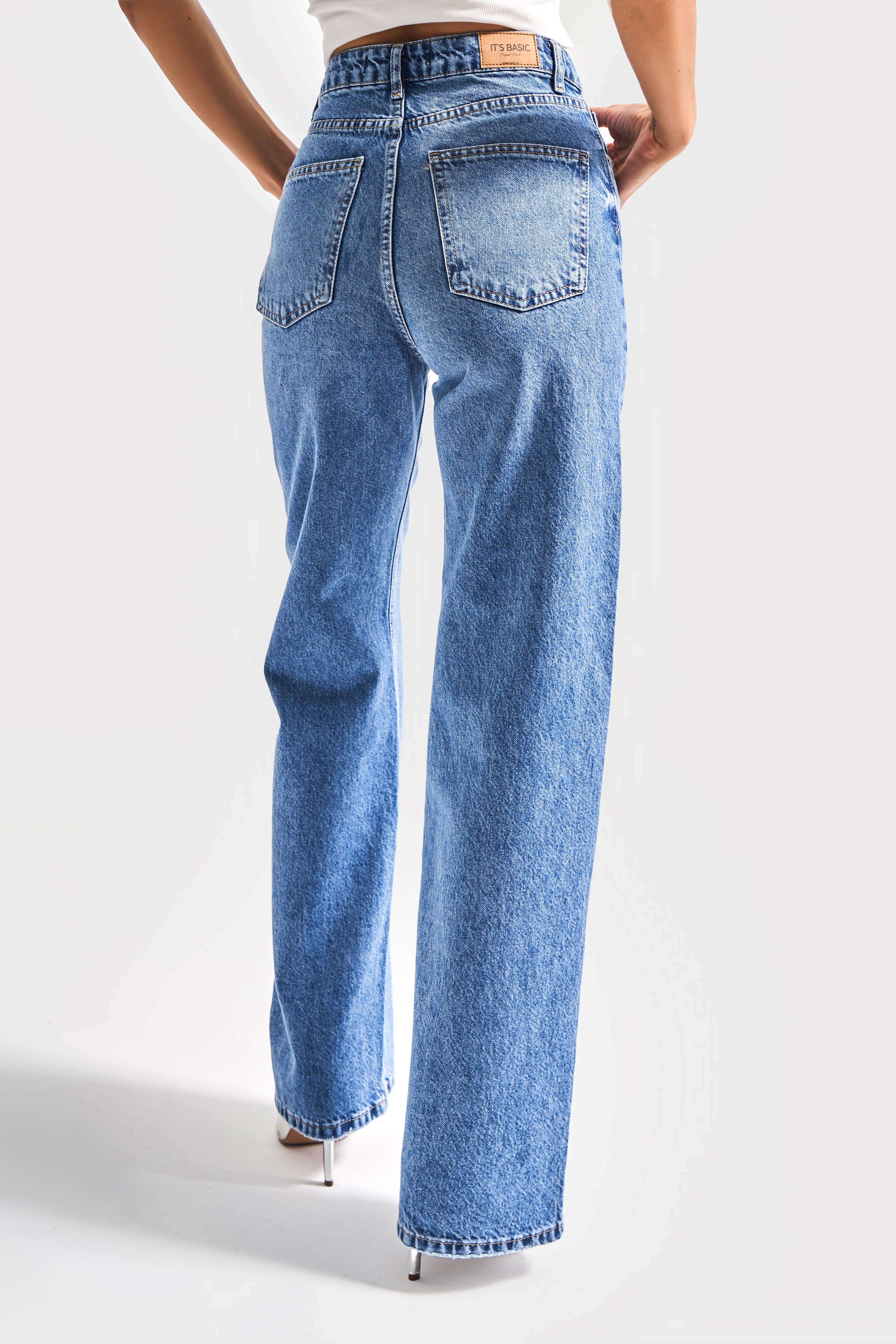 Kadın Koyu Kot Rengi 4s5-4 Straight Fit Yüksek Bel %100 Koton İç Boy 80cm Denim Jean