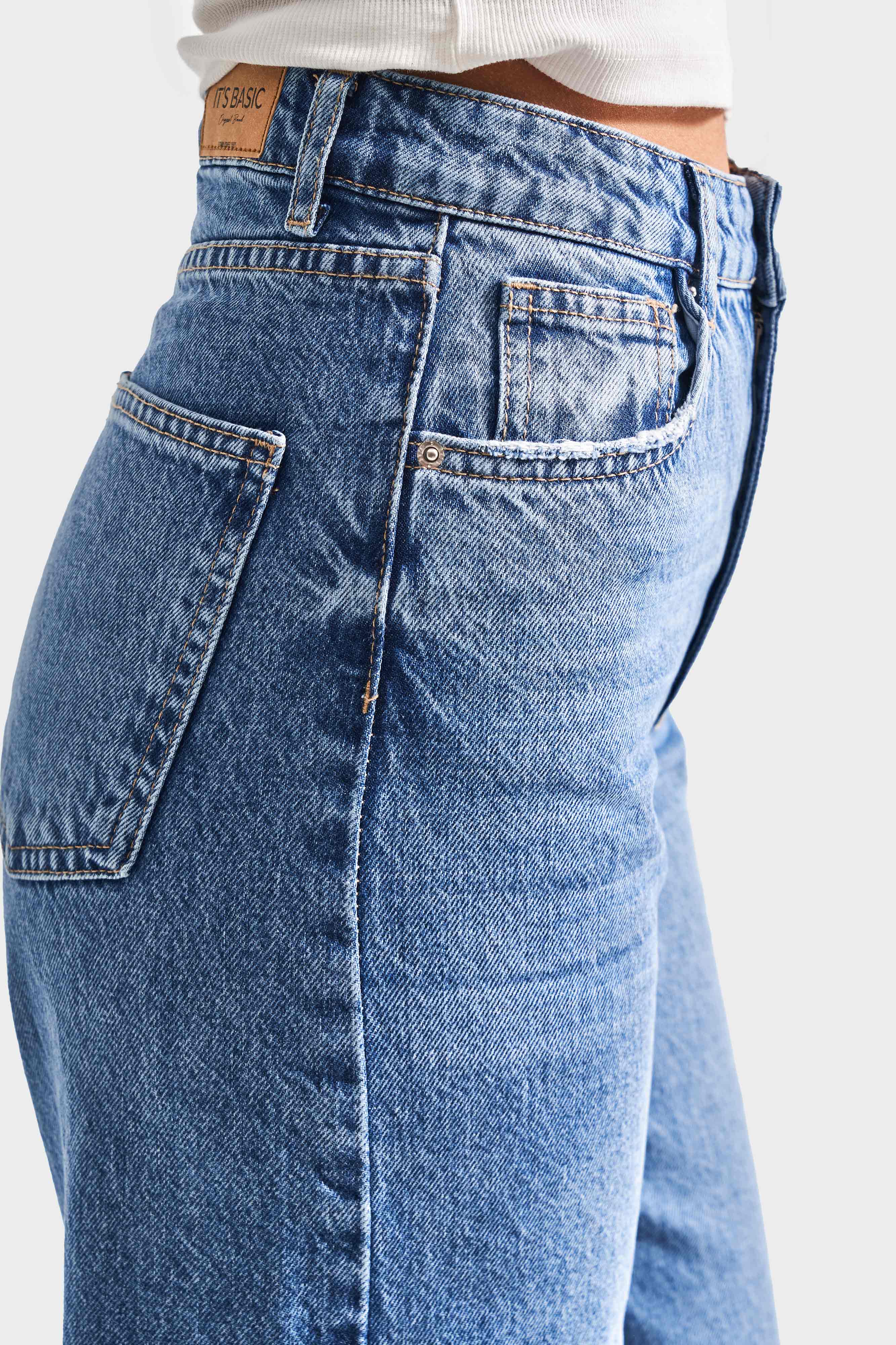 Kadın Koyu Kot Rengi 4s5-4 Straight Fit Yüksek Bel %100 Koton İç Boy 80cm Denim Jean