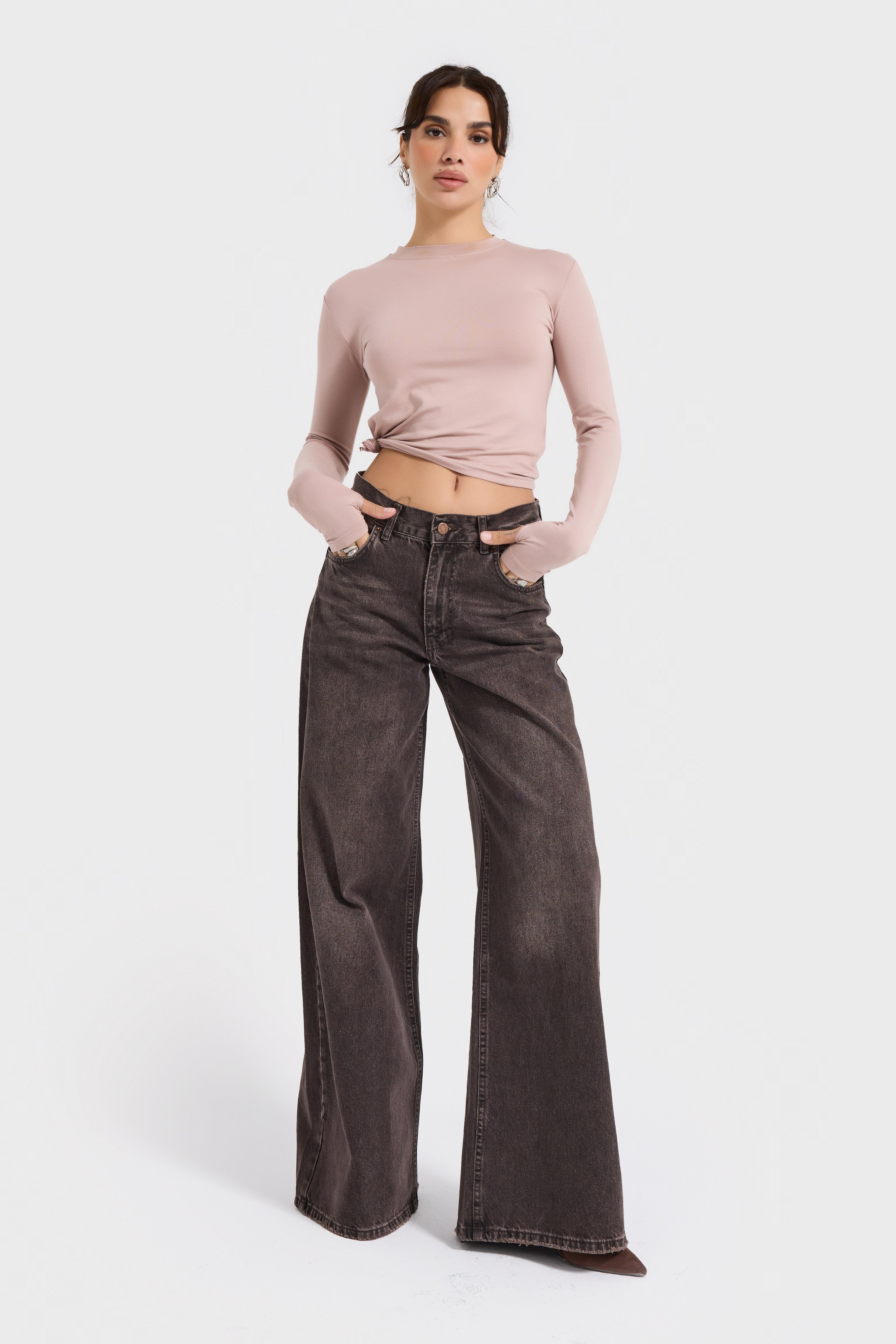 Kadın Koyu Kot Rengi Hera 4w5-156 Palazzo Fit %100 Koton Denim Jean