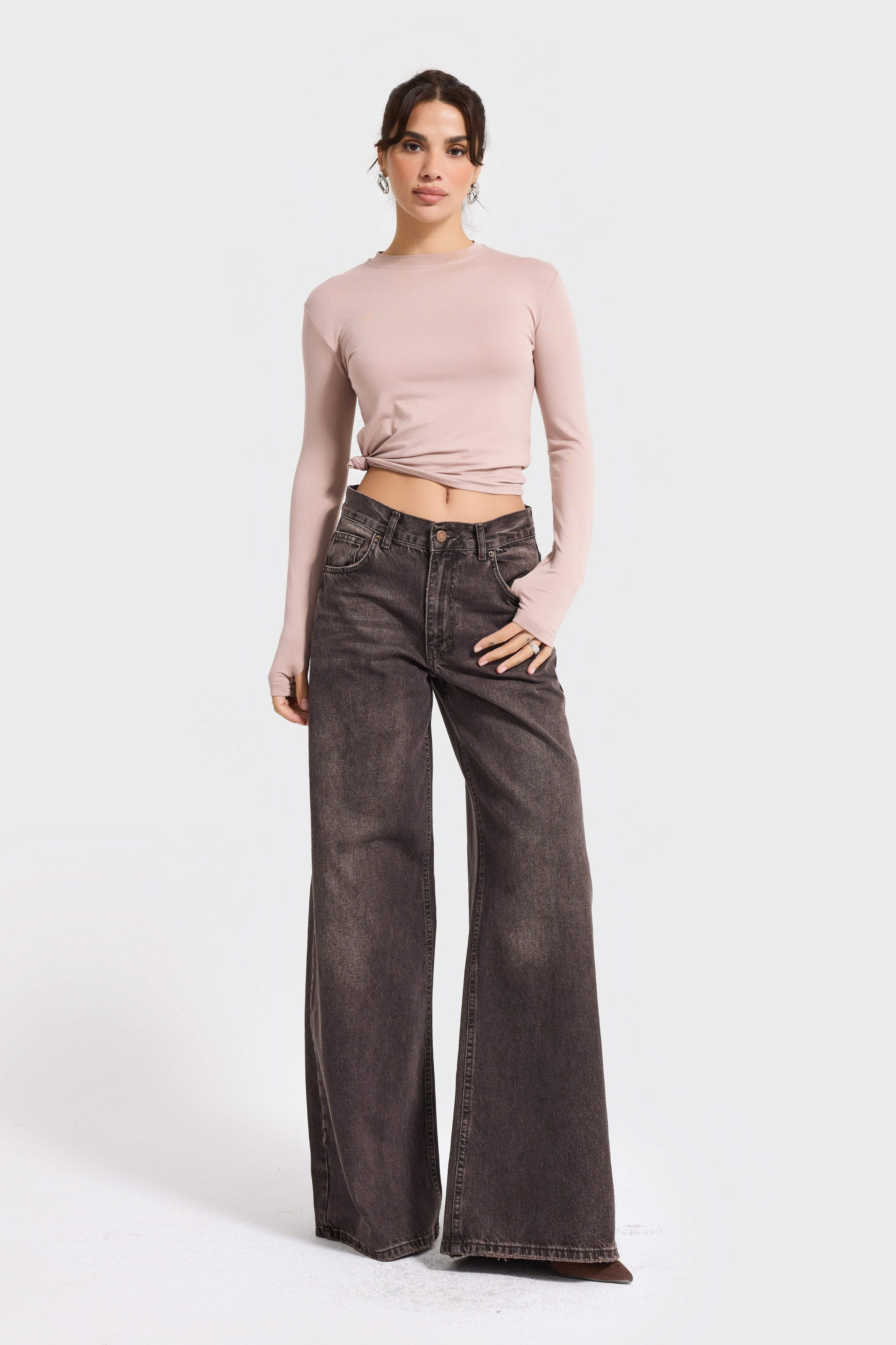 Kadın Koyu Kot Rengi Hera 4w5-156 Palazzo Fit %100 Koton Denim Jean