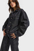 Kadın Koyu Kot Rengi 7w5-51 Oversize %100 Koton Denim Ceket