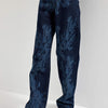 Kadın Koyu Kot Rengi 9s6-5 Loose Fit Parlak Taşlı Özel Tasarım Denim Jean
