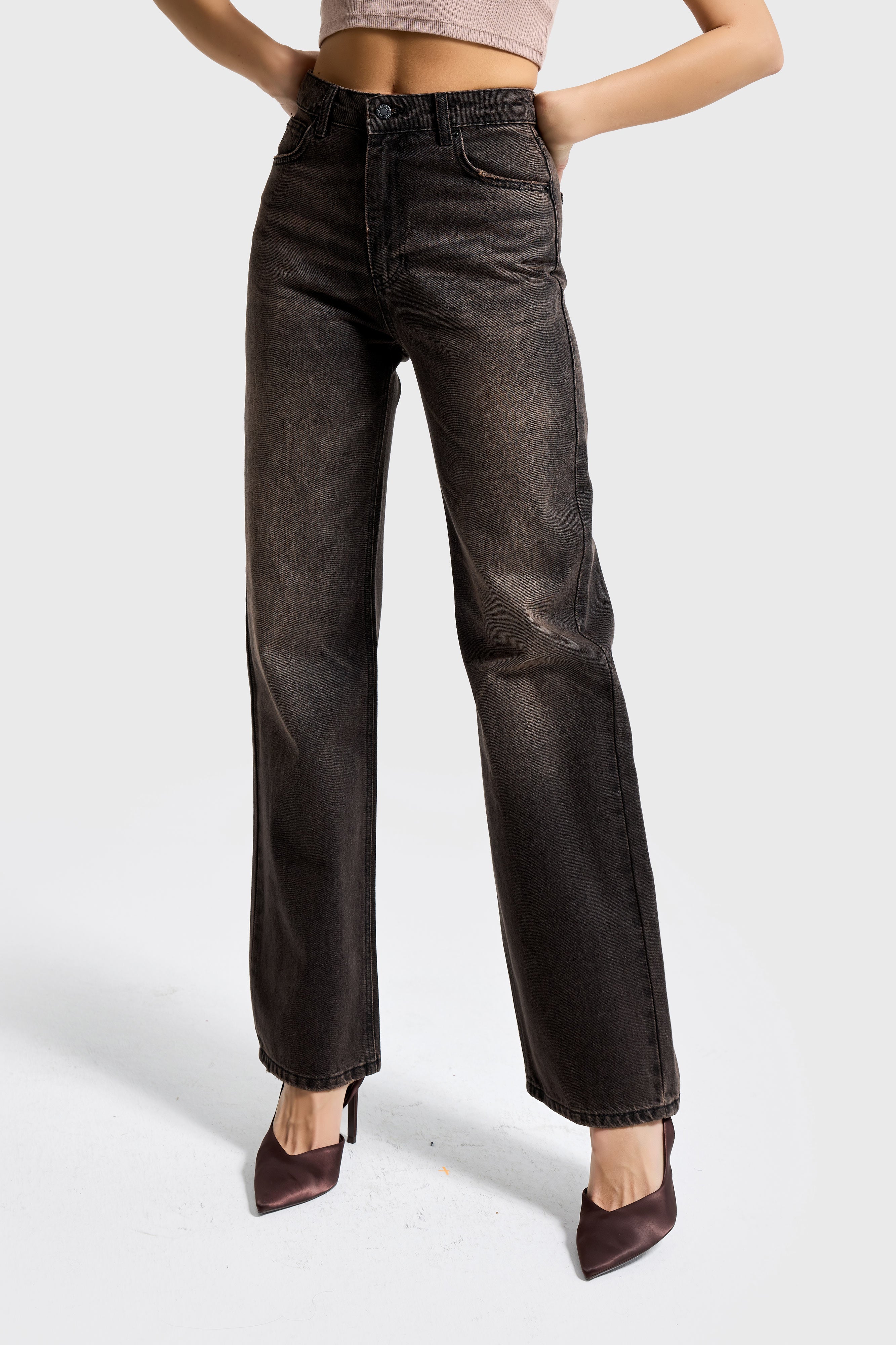 Kadın Koyu Kot Rengi Doris 2s6-62 Straight Fit Yüksek Bel %100 Koton Denim Jean