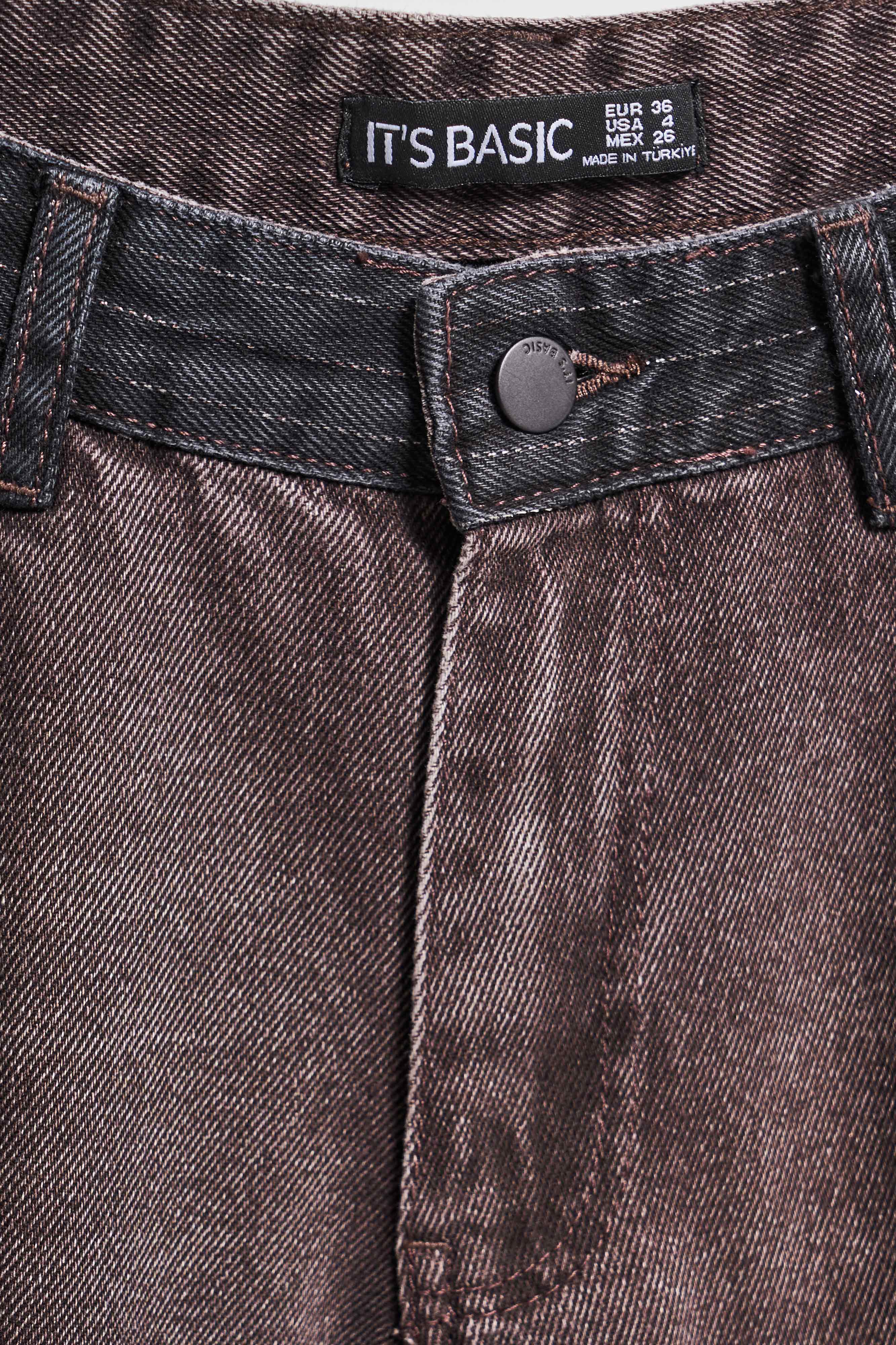 Kadın Koyu Kot Taş Rengi 2w5-16 Süper Palazzo Fit Komfort Kumaş İç Boy 80cm Kemer Detaylı Tasarım Denim Jean