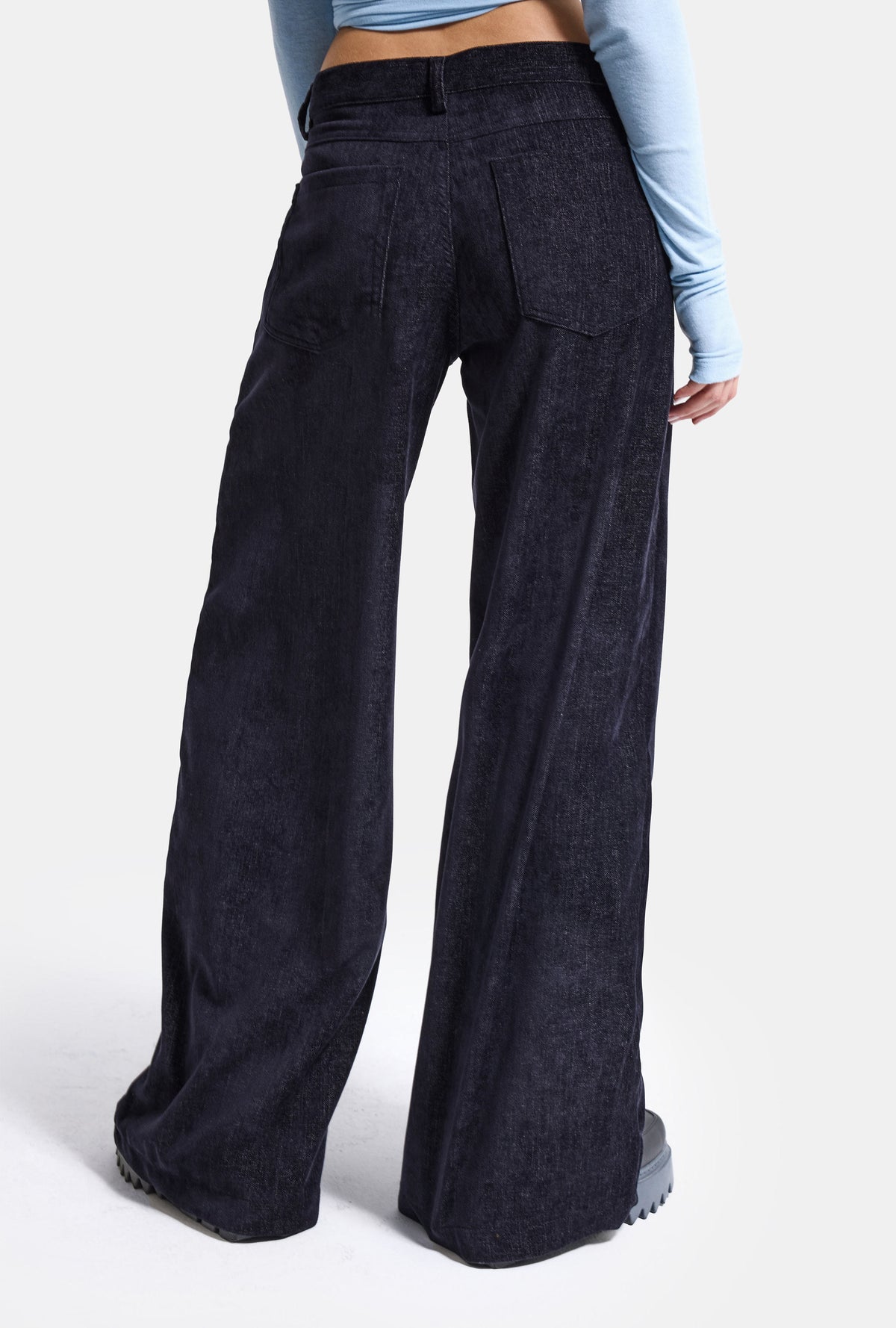 Kadın Koyu Laci w6-56 Palazzo Fit Pürüzsüz Velvet Kadife Kumaş Pantolon