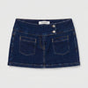 Women's Dark Blue 1s6-189 Belt Detail Design Mini Skirt