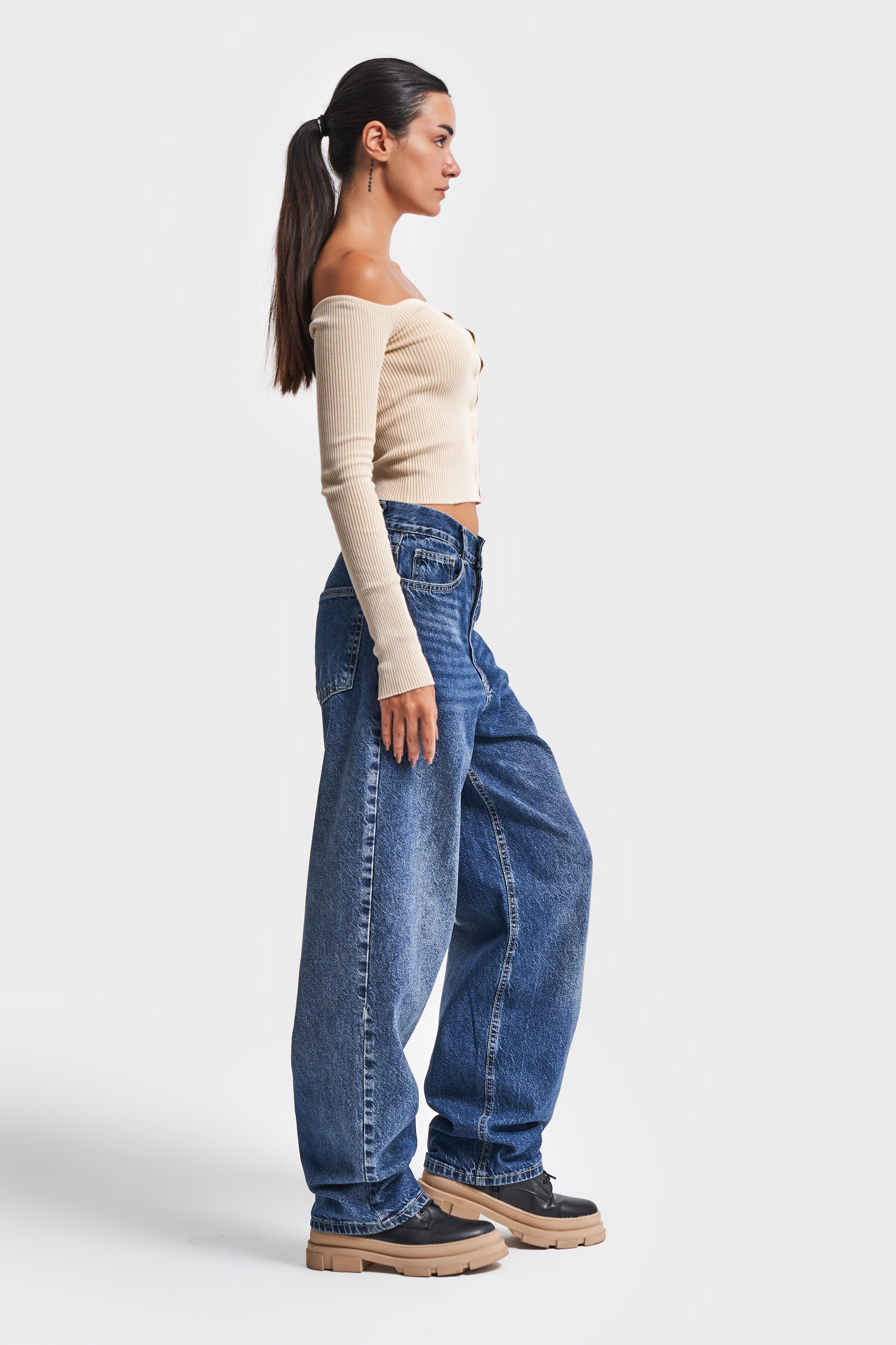 Women's Dark Blue Color 18w46 Skater Fit 100% Cotton Denim
