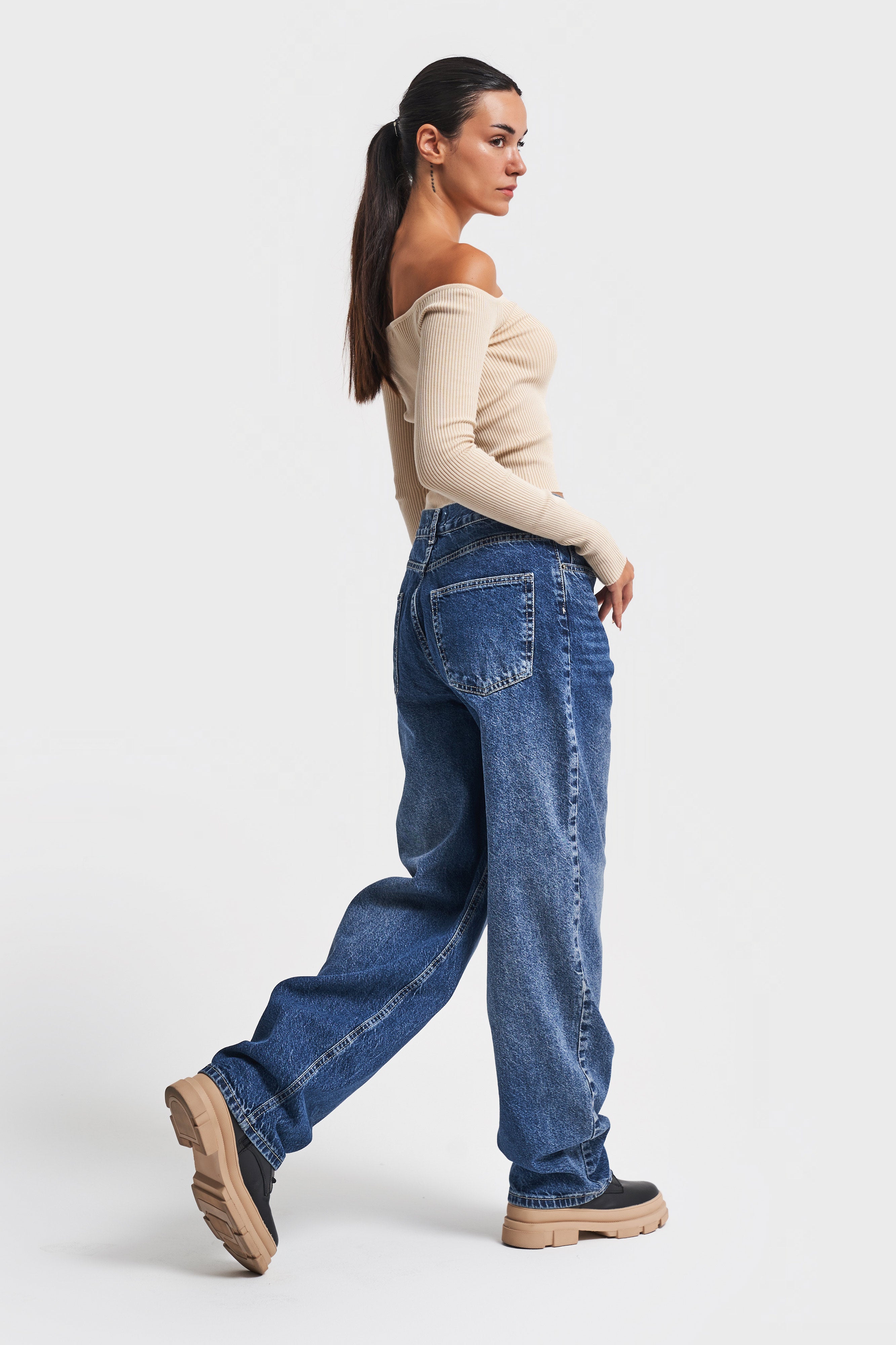 Women's Dark Blue Color 18w46 Skater Fit 100% Cotton Denim