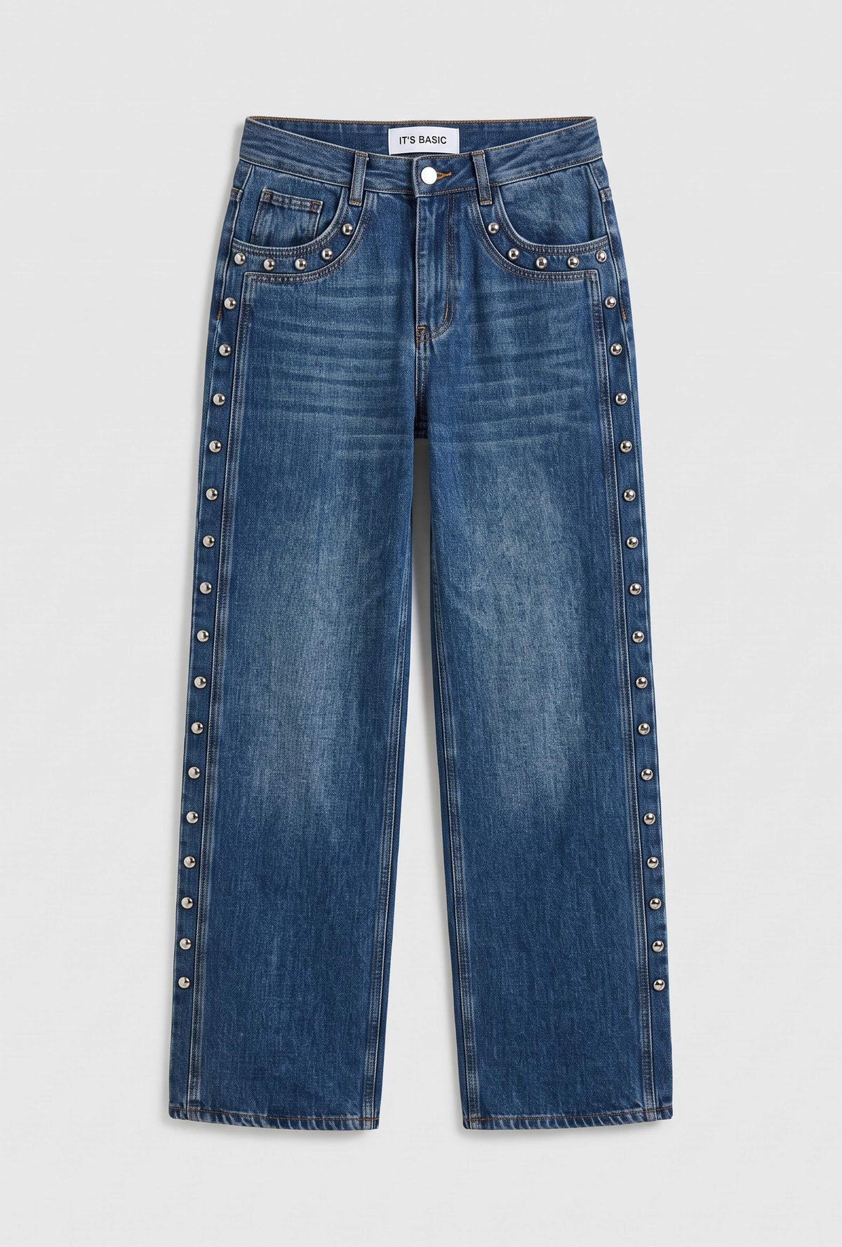 Kadın Koyu Mavi T-2w6-5 Loose Fit Drop Detraylı Özel Tasarım Denim Jean