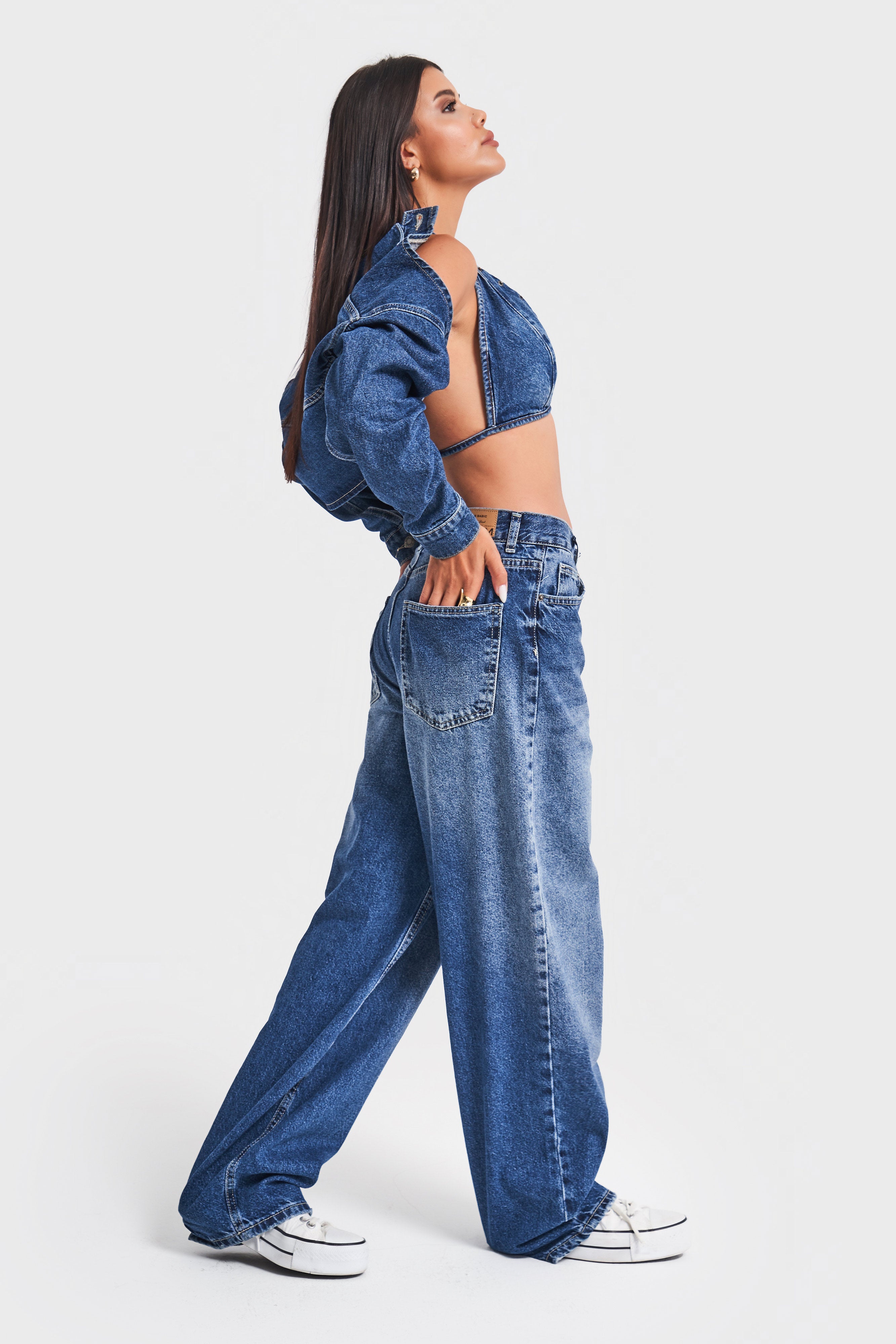 Women's Dark Tint Jeans Color Skater Fit Loose Cut Denim