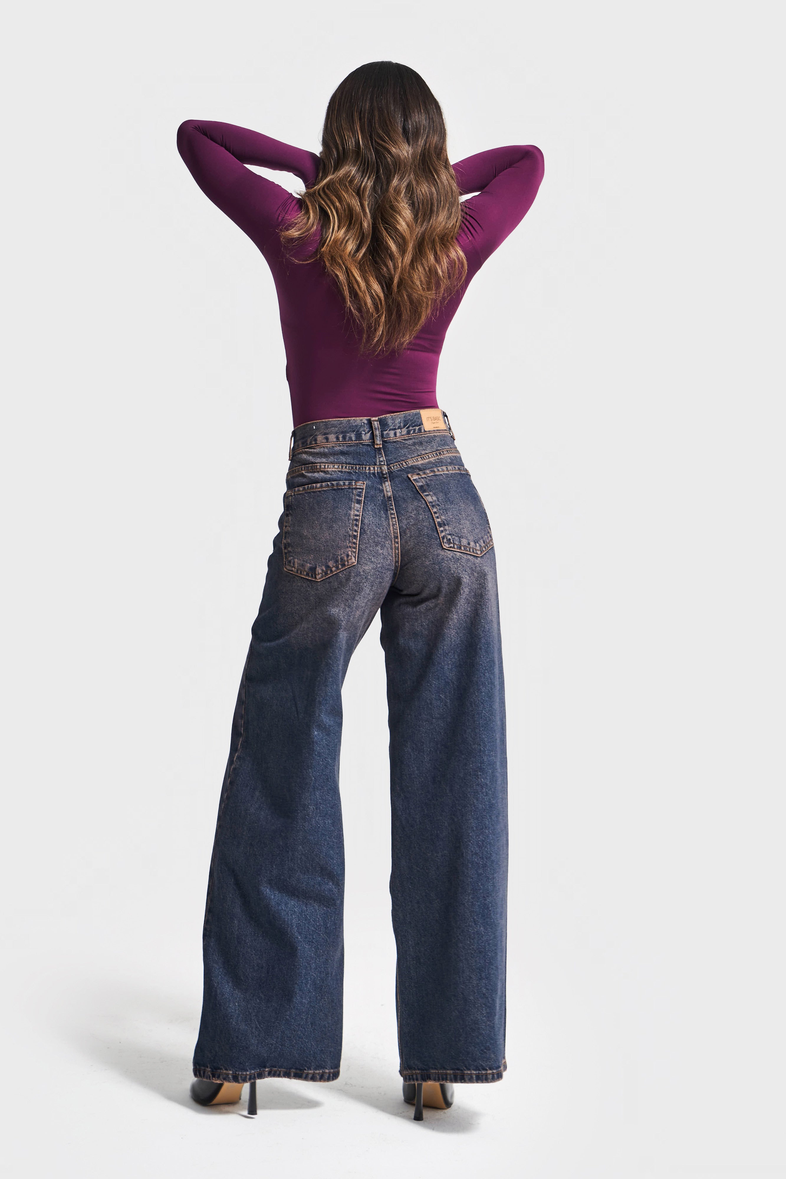 Kadın Koyu Tint Rengi Hera 2w5-61 Palazzo Fit %100 Koton Denim Jean