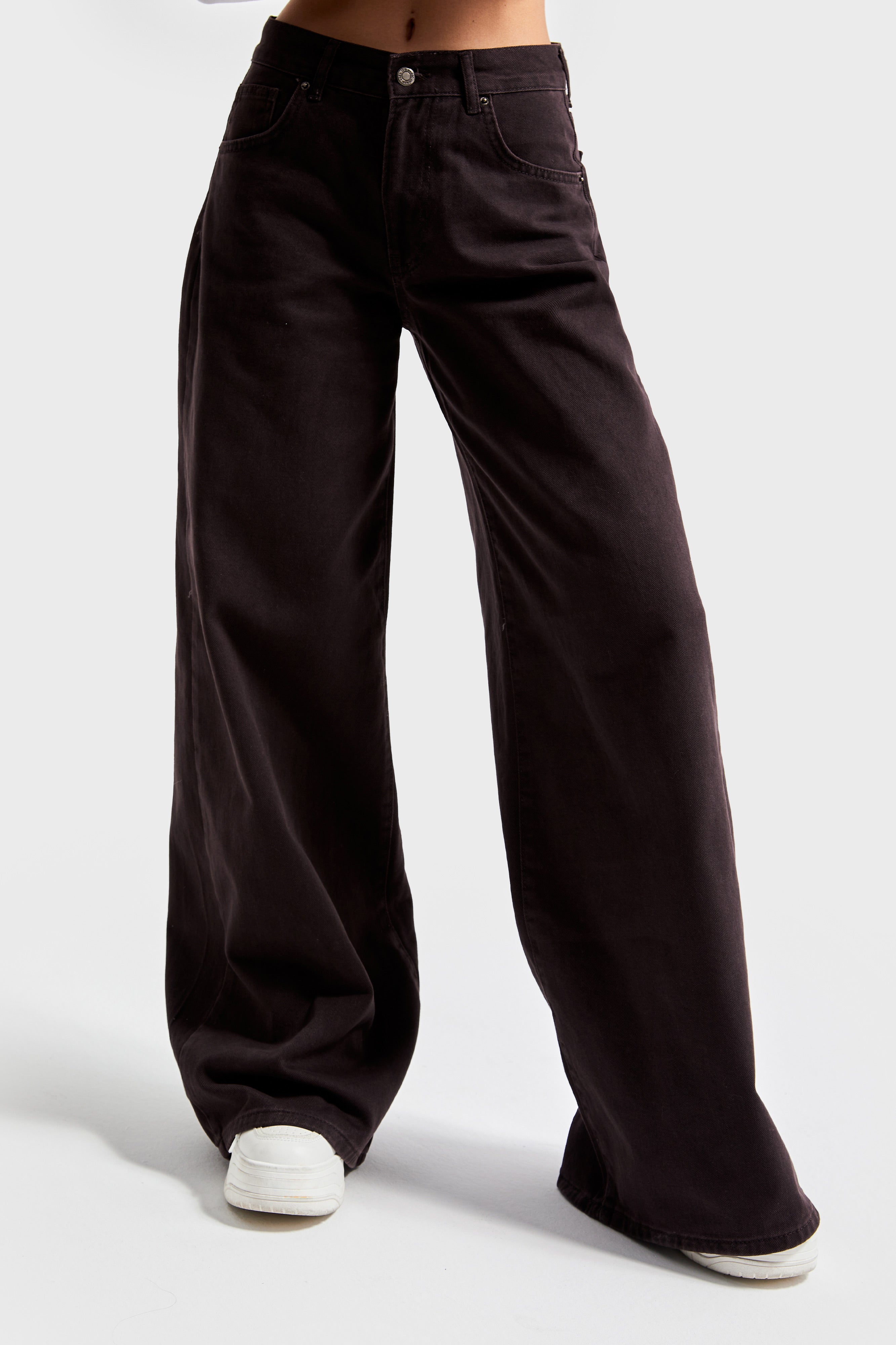 Women's Dark Cherry Color 1w481 Palazzo Fit 100% Cotton Denim