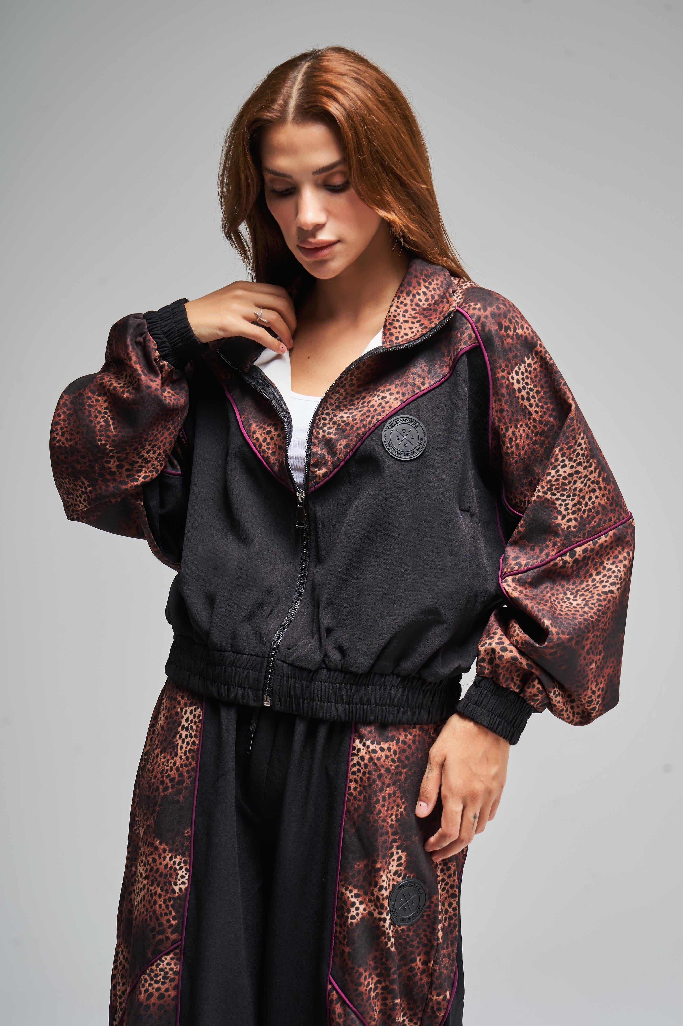 Women's Leopard Color Printed Oversize Design Jacket