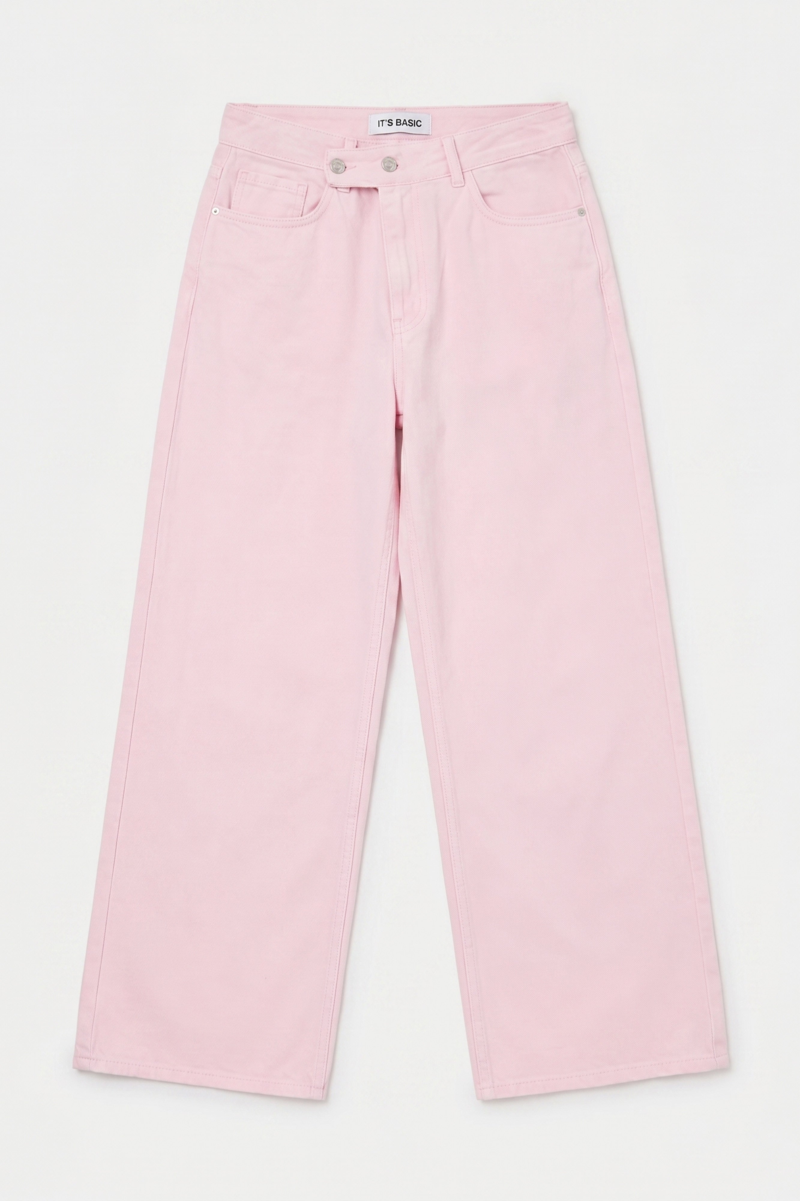 Kadın Light Pembe 6s6-98 Mega Baggy Fit Kemer Detaylı Denim Jean