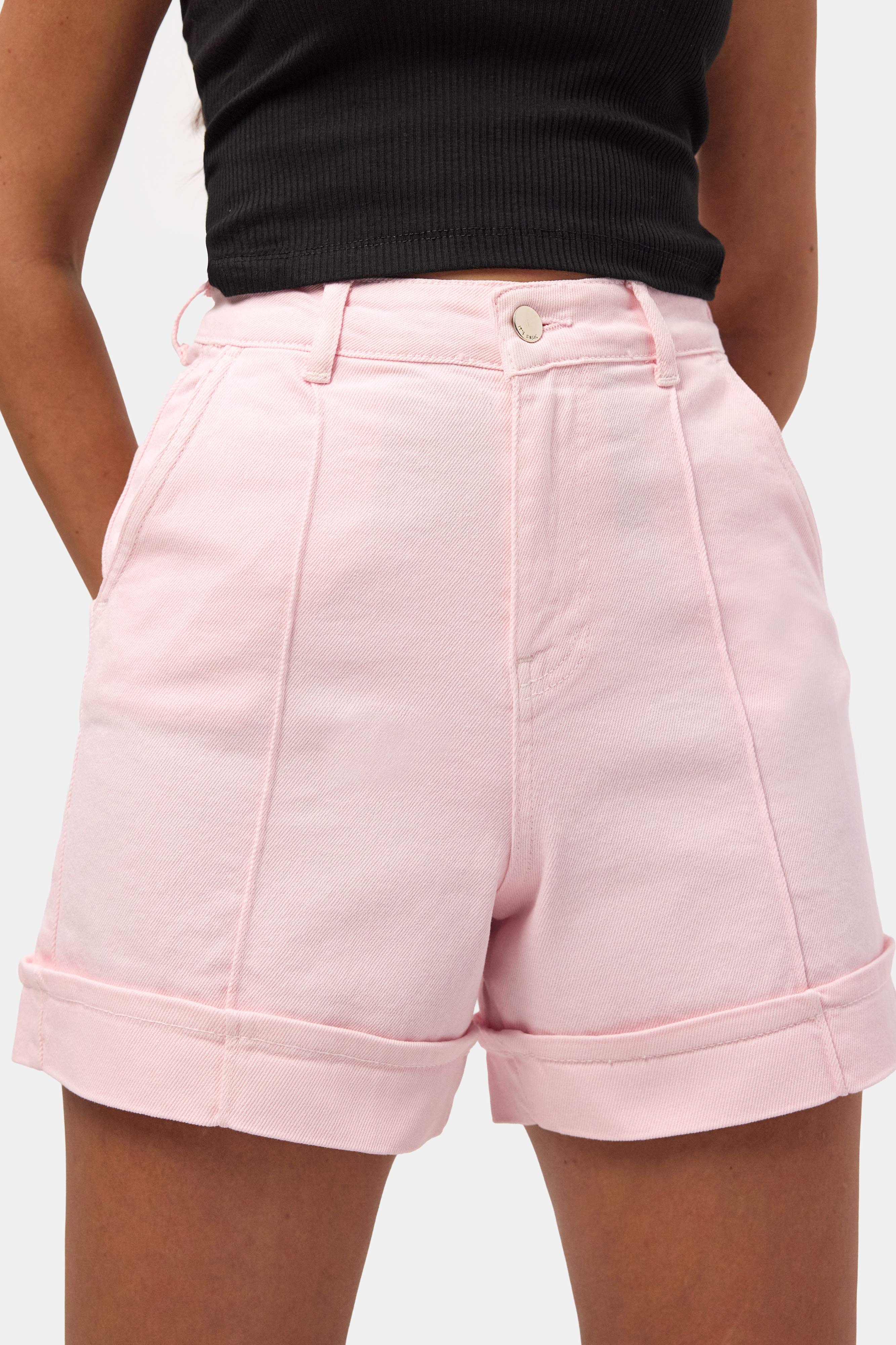 Kadın Light Pembe 6s6-98 Straight Fit Relax Denim Şort