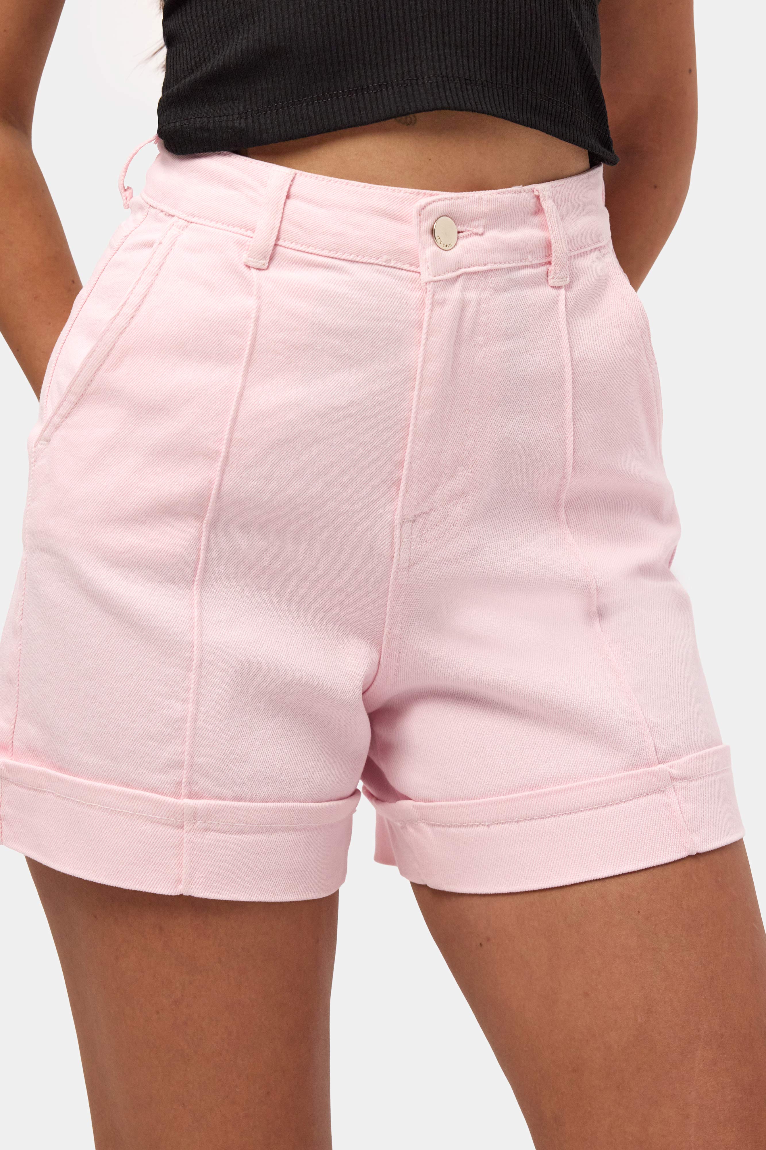 Kadın Light Pembe 6s6-98 Straight Fit Relax Denim Şort