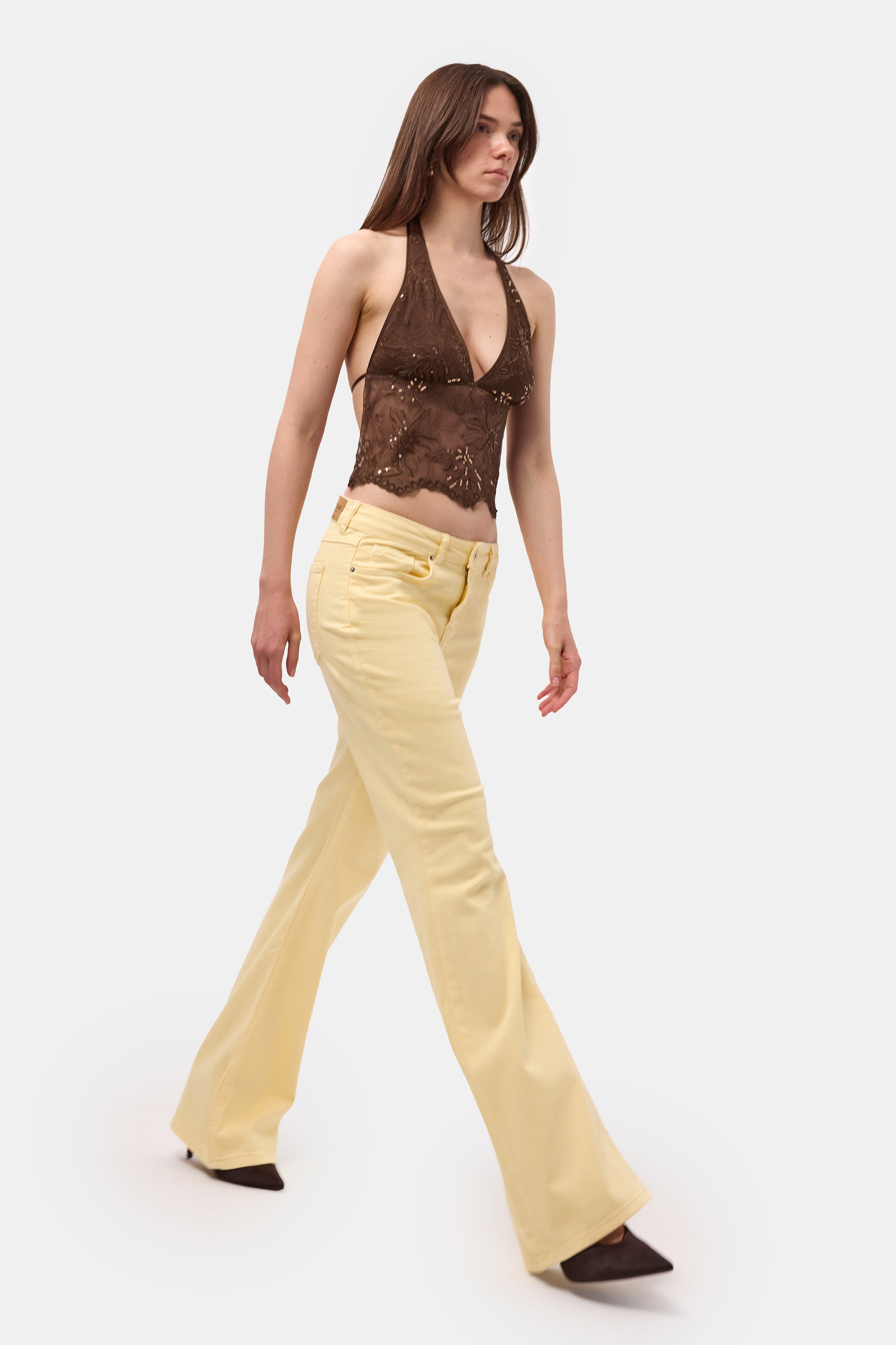 Kadın Light Sarı 6s6-108 Mid Rise Flare Fit Denim Jean