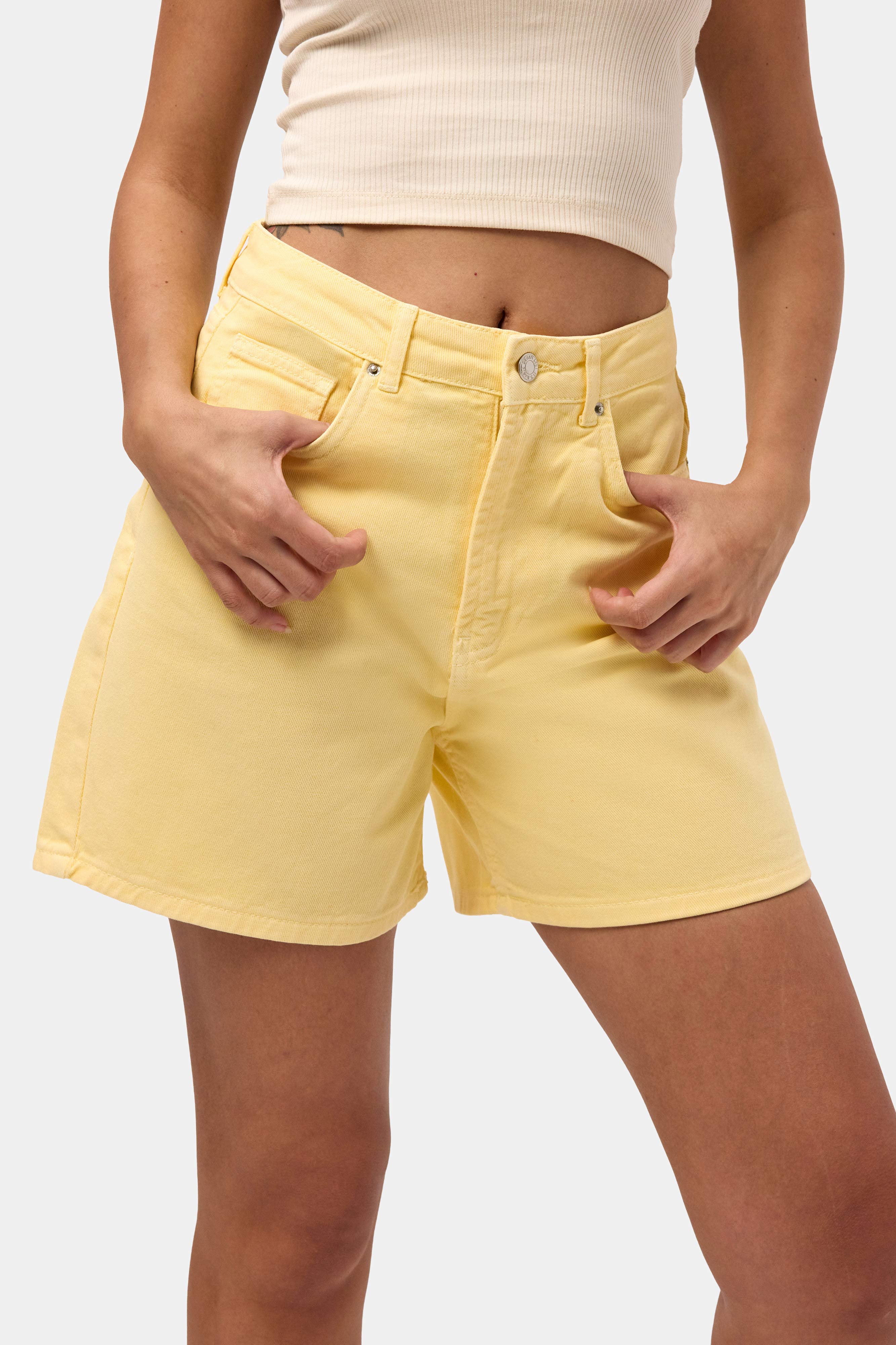 Kadın Light Sarı Diana 6s6-108 Relax Mom Fit Denim Şort