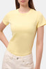 Kadın Light Sarı s6-108 Bisiklet Yaka %100 Organik Pamuk Esnek Kumaş T-Shirt