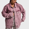Women Lilac 3s6-98 Oversized Special Washed Loose Fit Denim Jacket