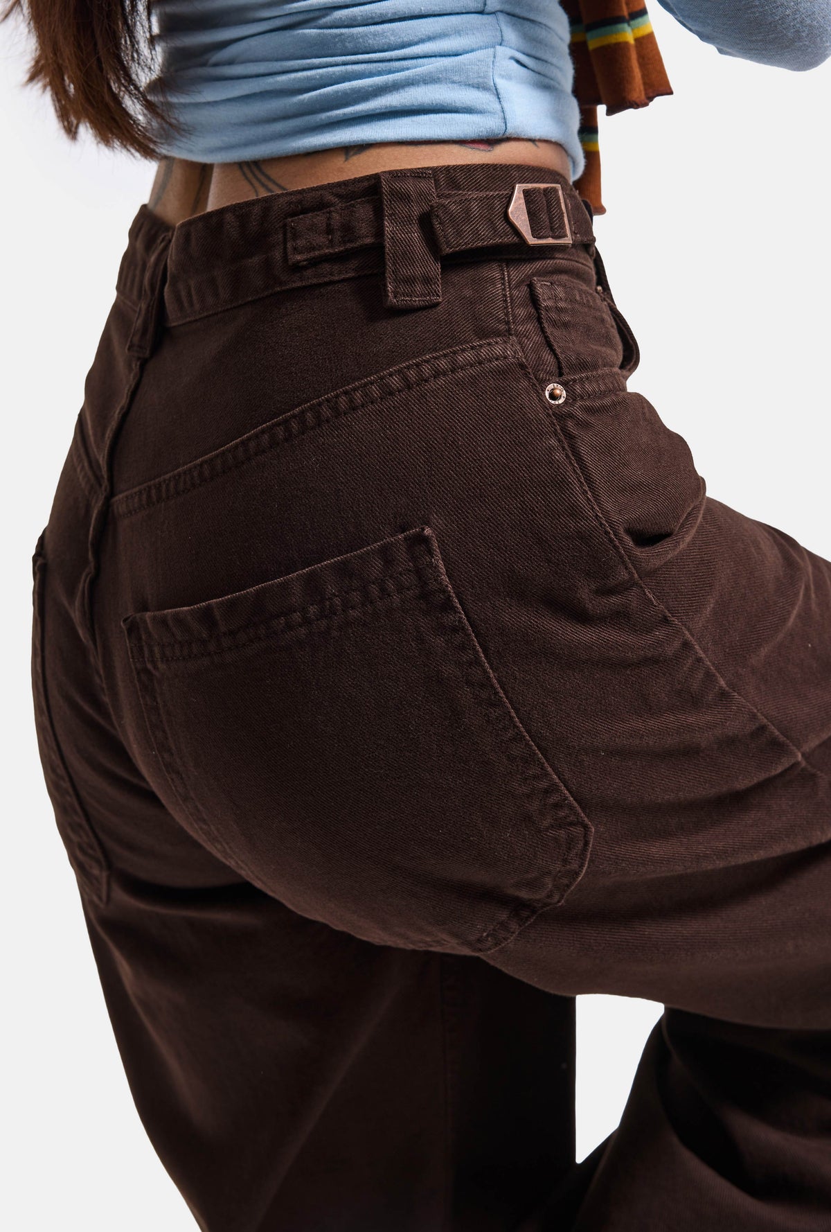 Kadın Lotus 6w6-81 Süper Baggy Kemer Detaylı Denim Jean