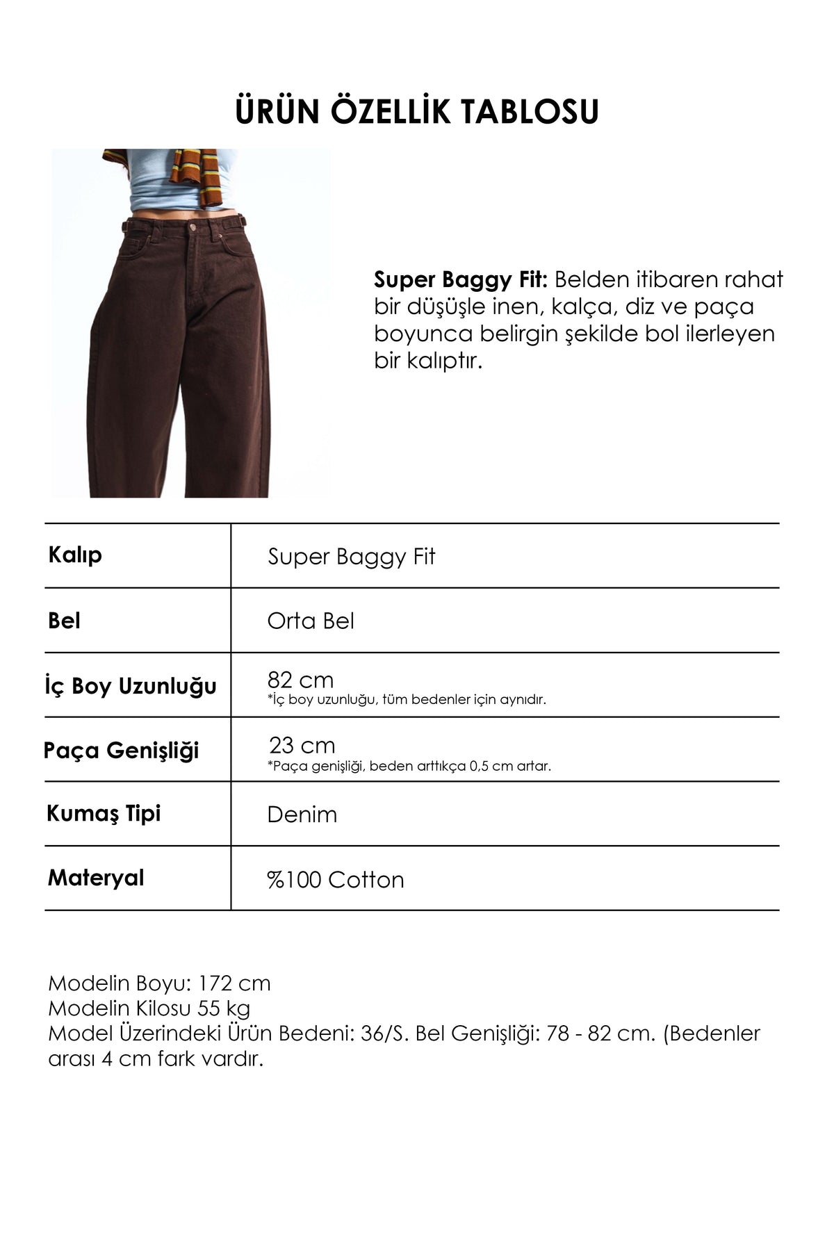 Kadın Lotus 6w6-81 Süper Baggy Kemer Detaylı Denim Jean