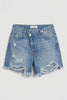 Kadın Mavi 10s6-4 Relax Fit Kemer Detaylı Denim Şort