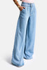 Kadın Mavi 1s6-3 Süper Palazzo Fit Viskon Özel Kumaş Dökümlü Denim Jean