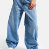 Kadın Mavi 4s6-4 Straight Fit Kemer Detaylı Özel Tasarım Denim Jean