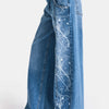 Women's Blue 2s6-24 Wide Leg Relaxed Fit 100% Cotton Custom Design Denim Jeans