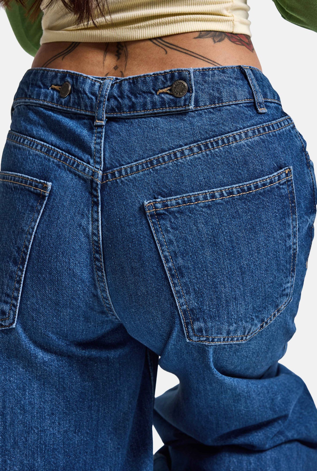 Kadın Mavi 2w6-5 Jogger Ballon Fit Kemer Detaylı Tasarım Denim Jean