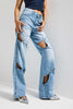 Kadın Mavi 4s6-27 Loose Fit %100 Koton Özel Tasarım Denim Jean