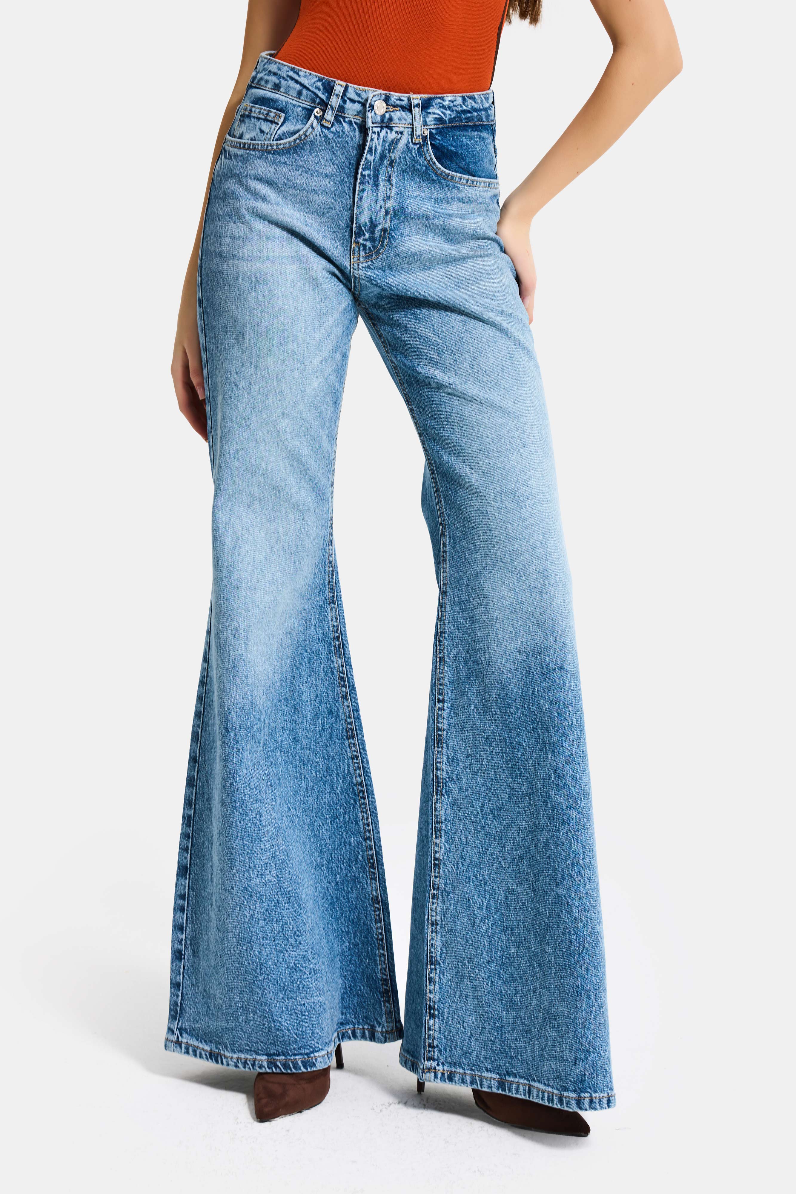 Kadın Mavi 4s6-4 Flare Fit Komfort Kumaş Denim Jean