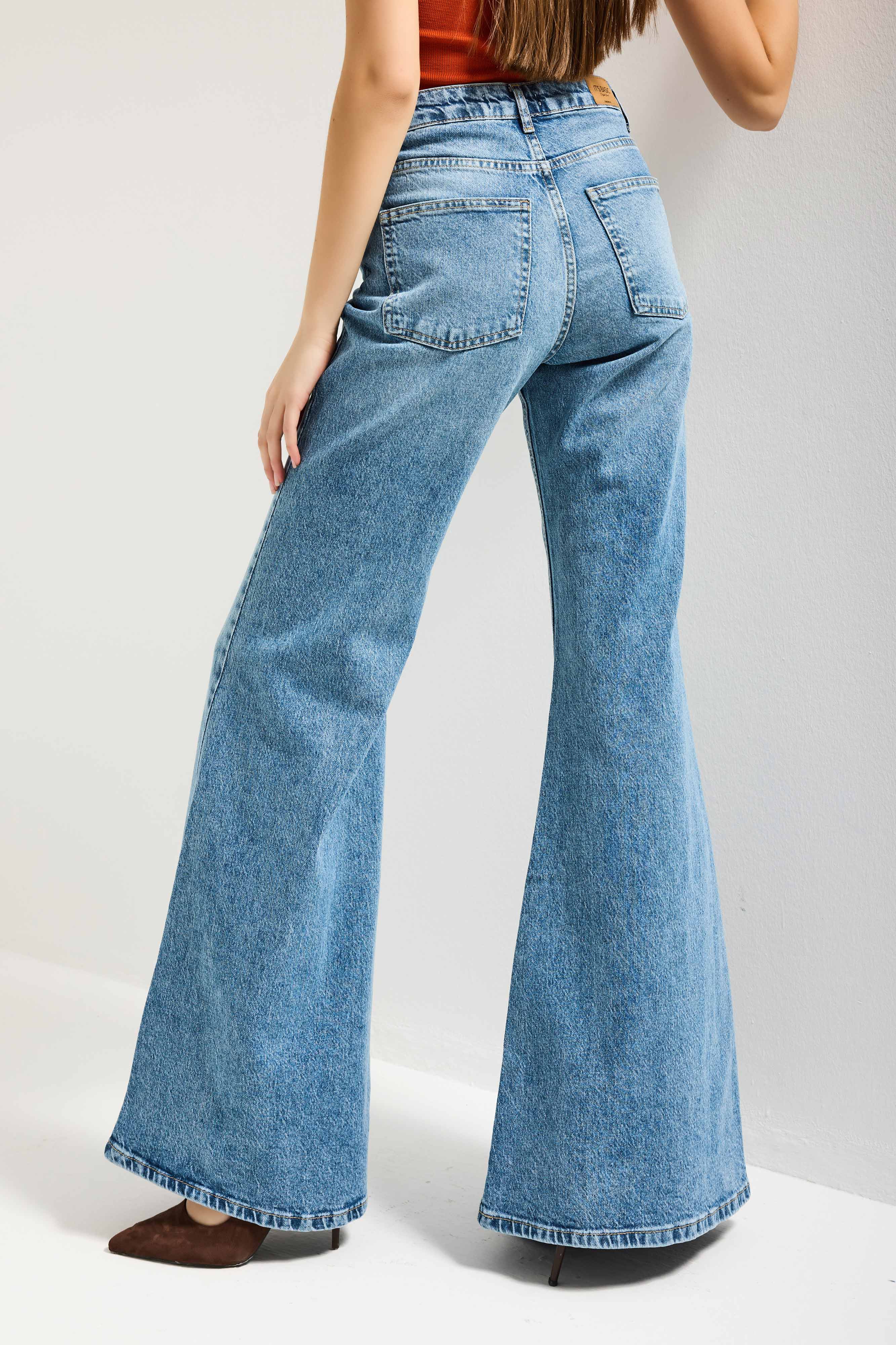 Kadın Mavi 4s6-4 Flare Fit Komfort Kumaş Denim Jean