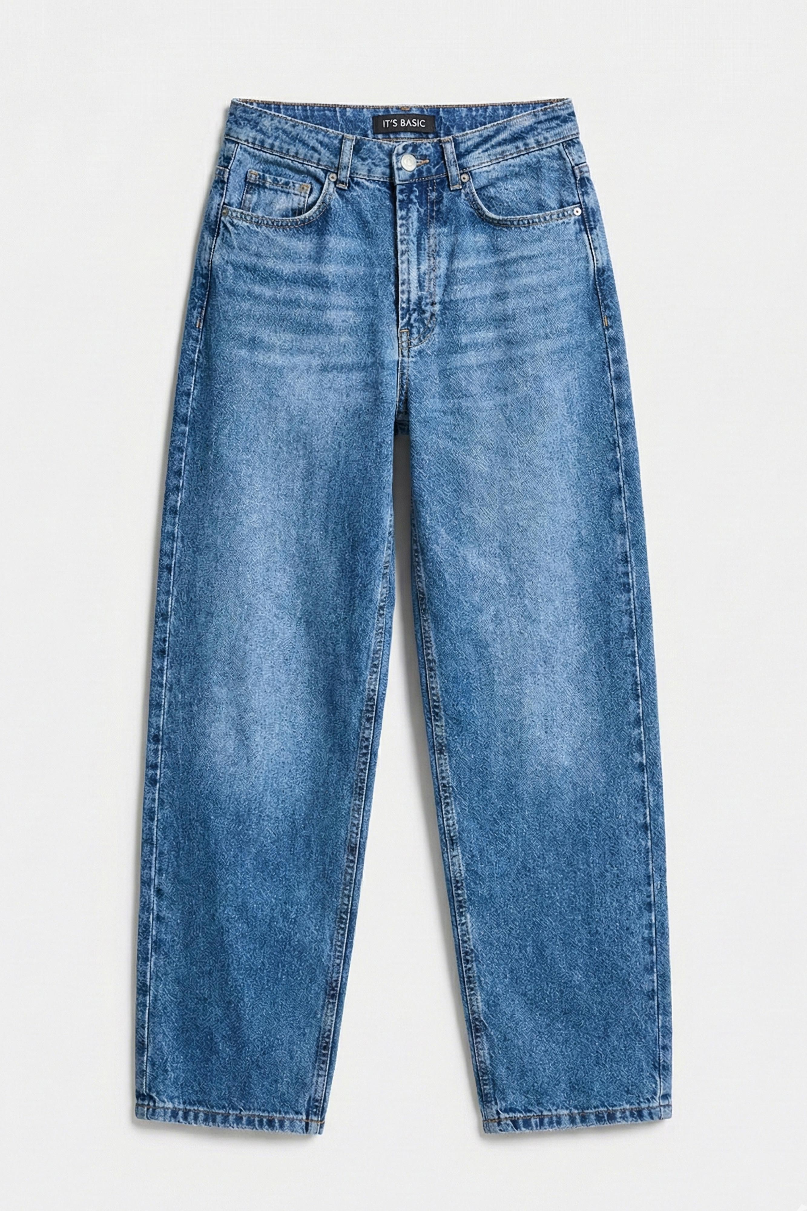 Kadın Mavi Cindy 4s6-4 Skater Fit Bol Kesim %100 Koton Denim Jean