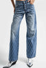 Women's Blue Denim Rita Completely Embellished Straight Fit Mid-Rise Denim Jeans