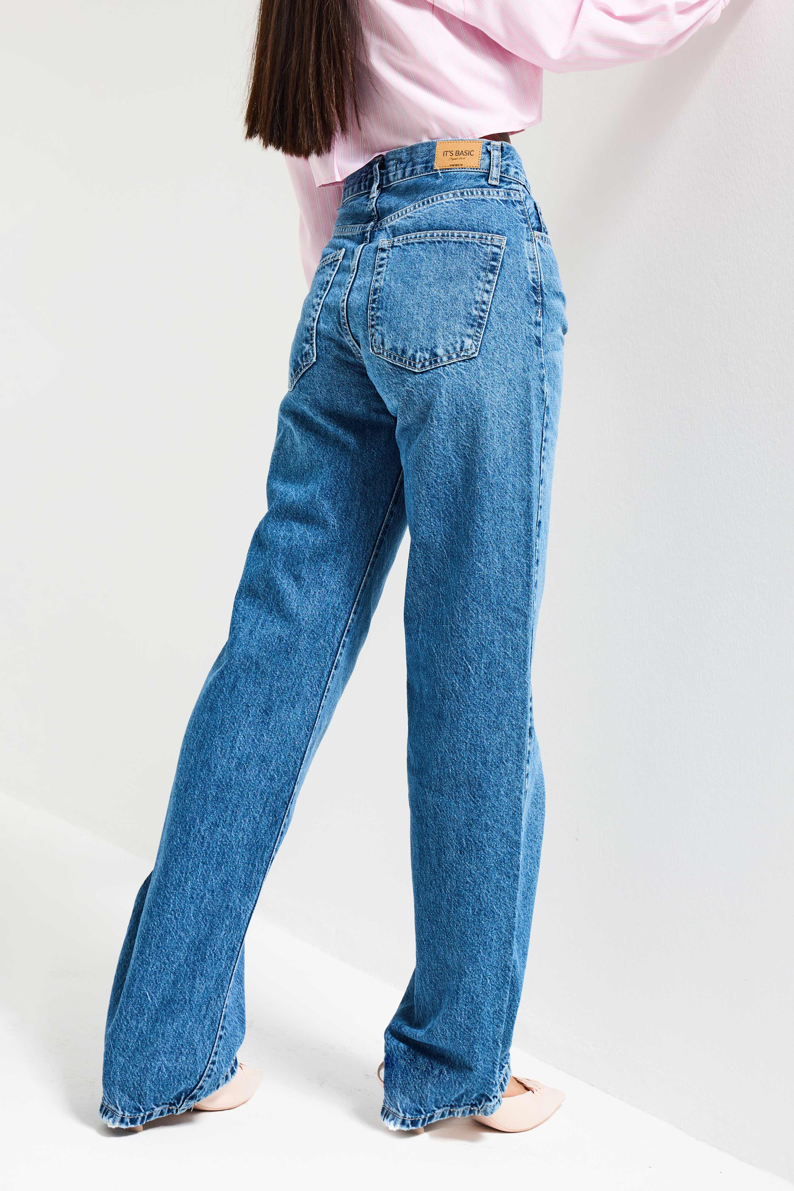 Kadın Mavi Lora 2s6-4 Loose Fit Orta Bel %100 Koton Denim Jean