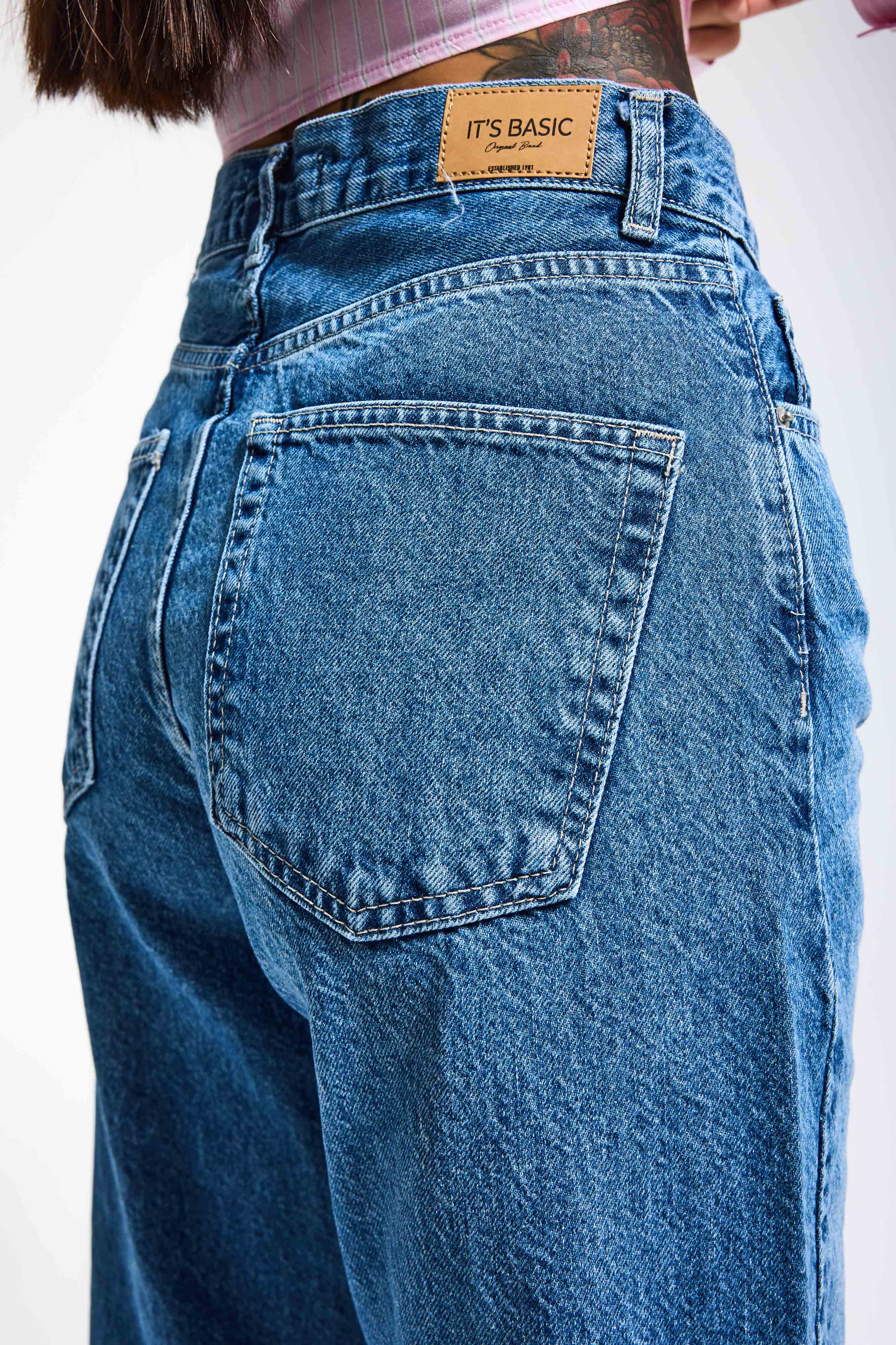 Kadın Mavi Lora 2s6-4 Loose Fit Orta Bel %100 Koton Denim Jean