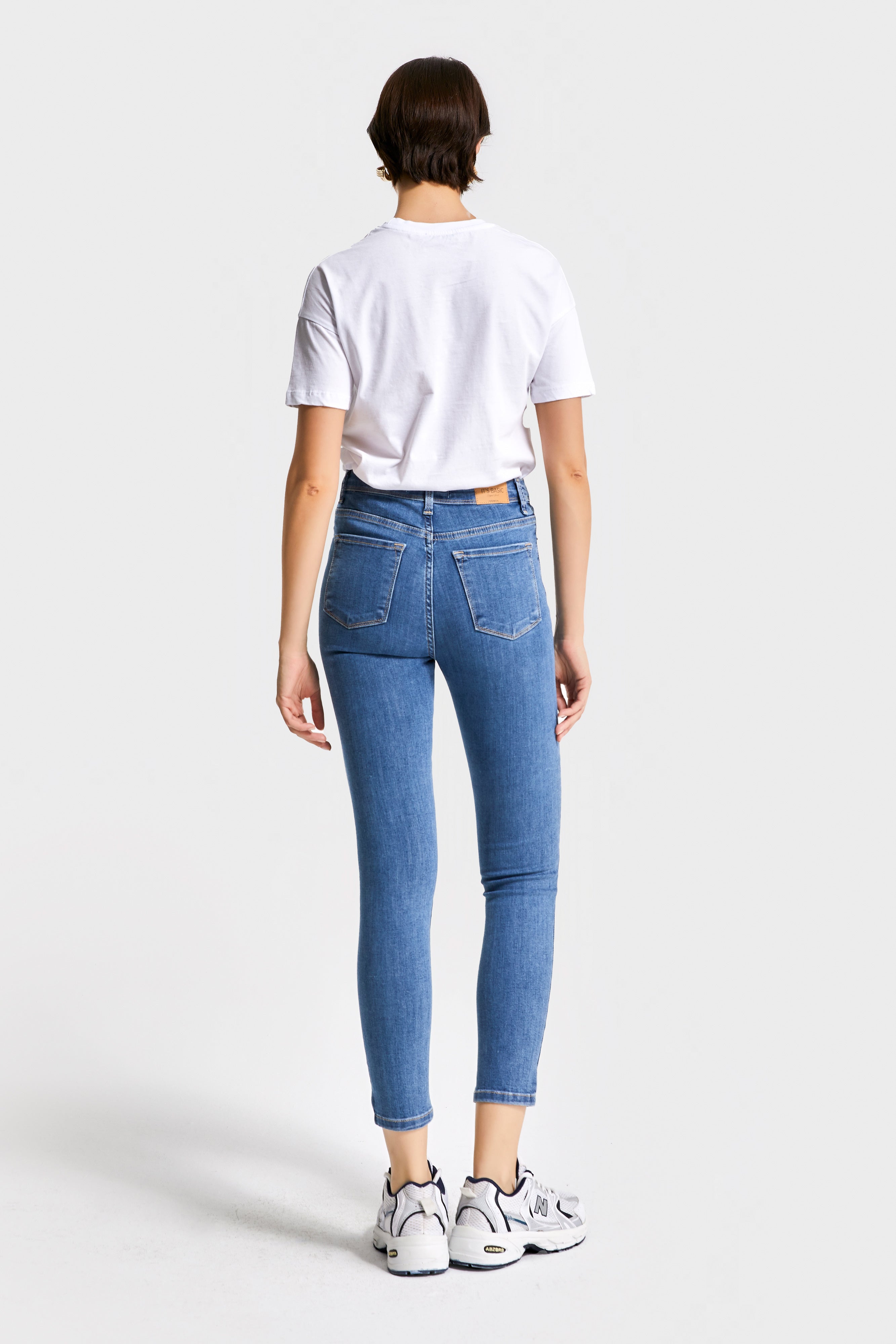 Kadın Mavi Renk 1s5-5 Süper Skinny Fit Yüksek Bel Likralı Kumaş İç Boy 68cm Denim Jean