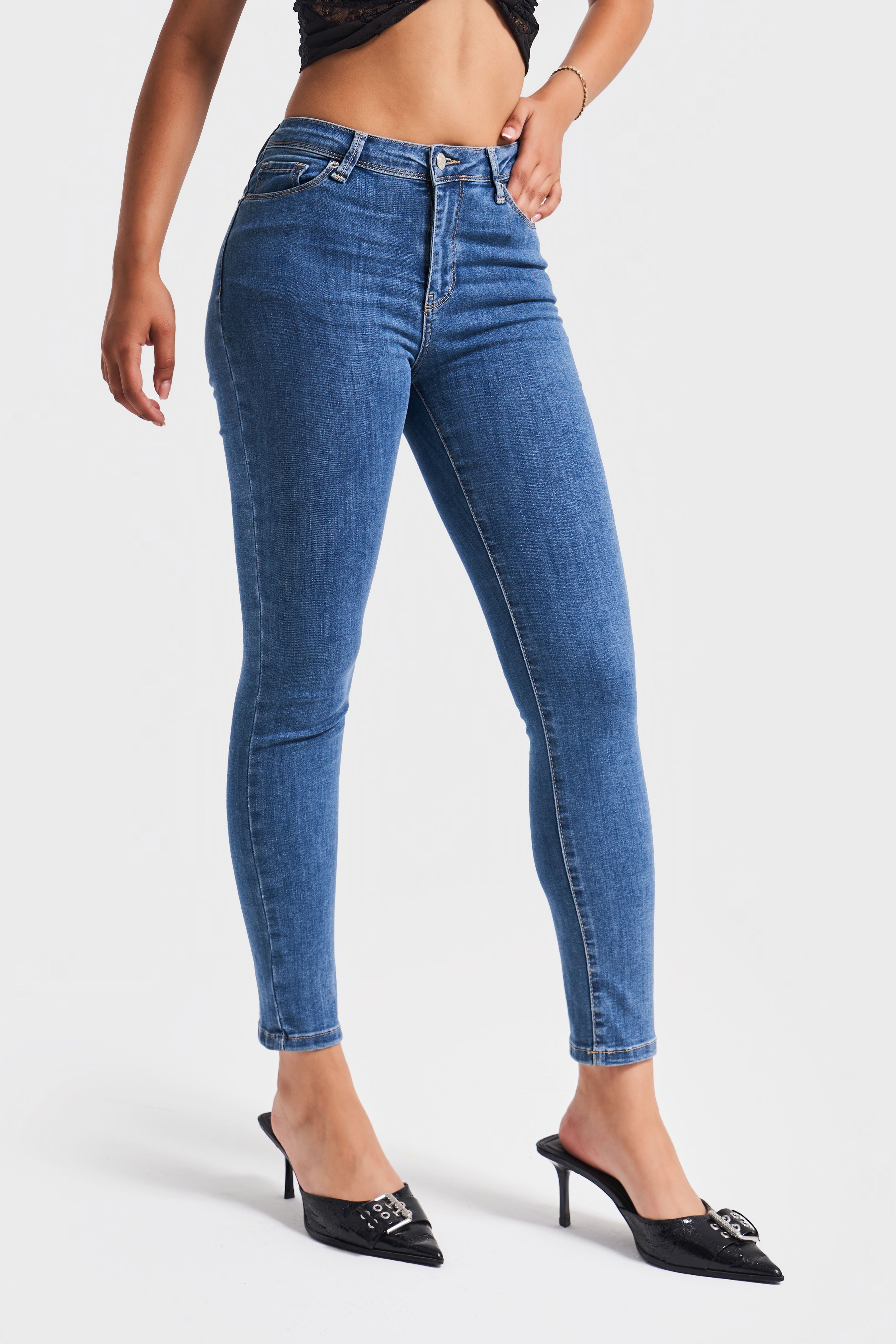 Kadın Mavi Renk 1s5-5 Süper Skinny Fit Yüksek Bel Likralı Kumaş İç Boy 68cm Denim Jean
