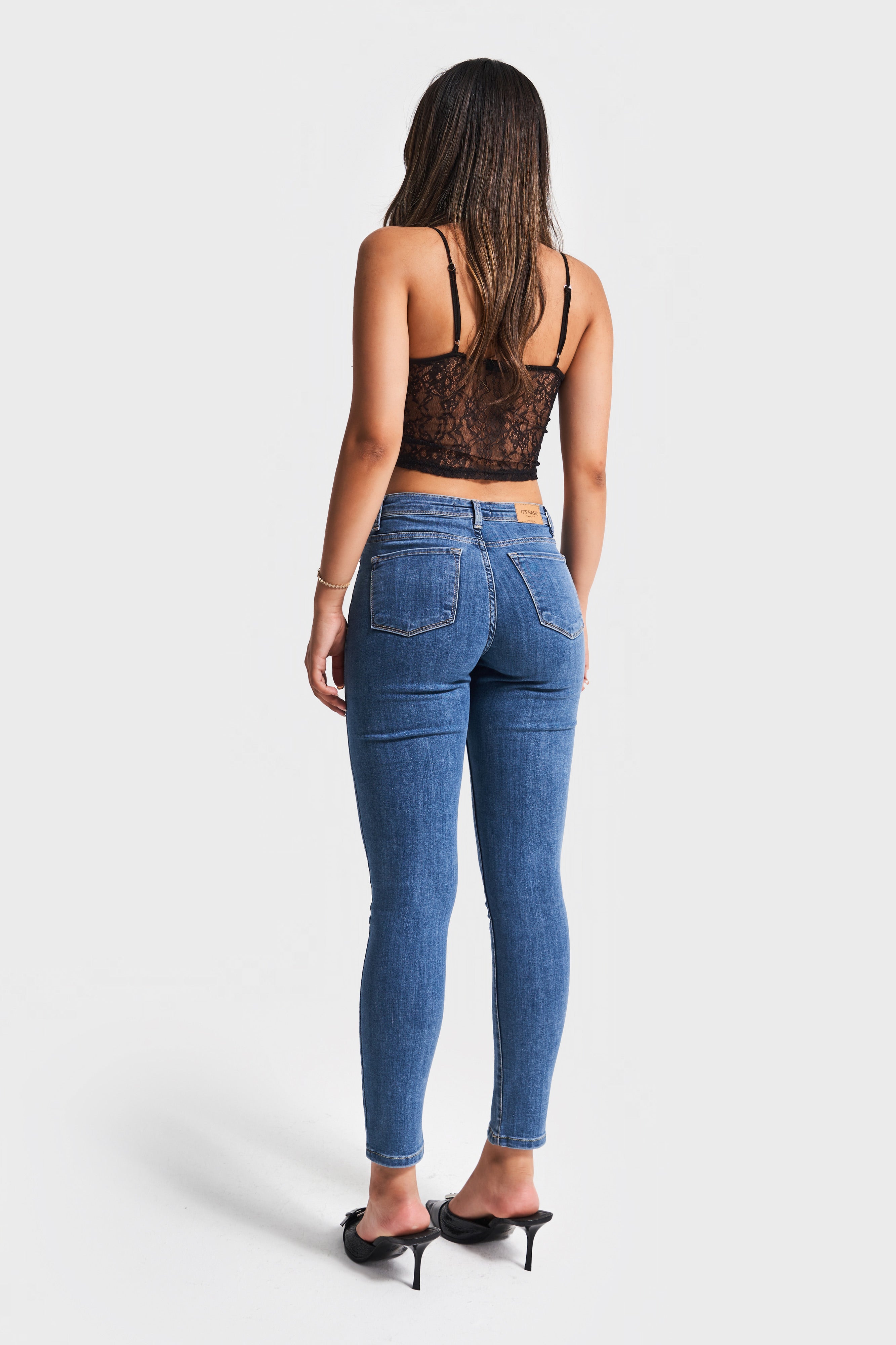 Kadın Mavi Renk 1s5-5 Süper Skinny Fit Yüksek Bel Likralı Kumaş İç Boy 68cm Denim Jean