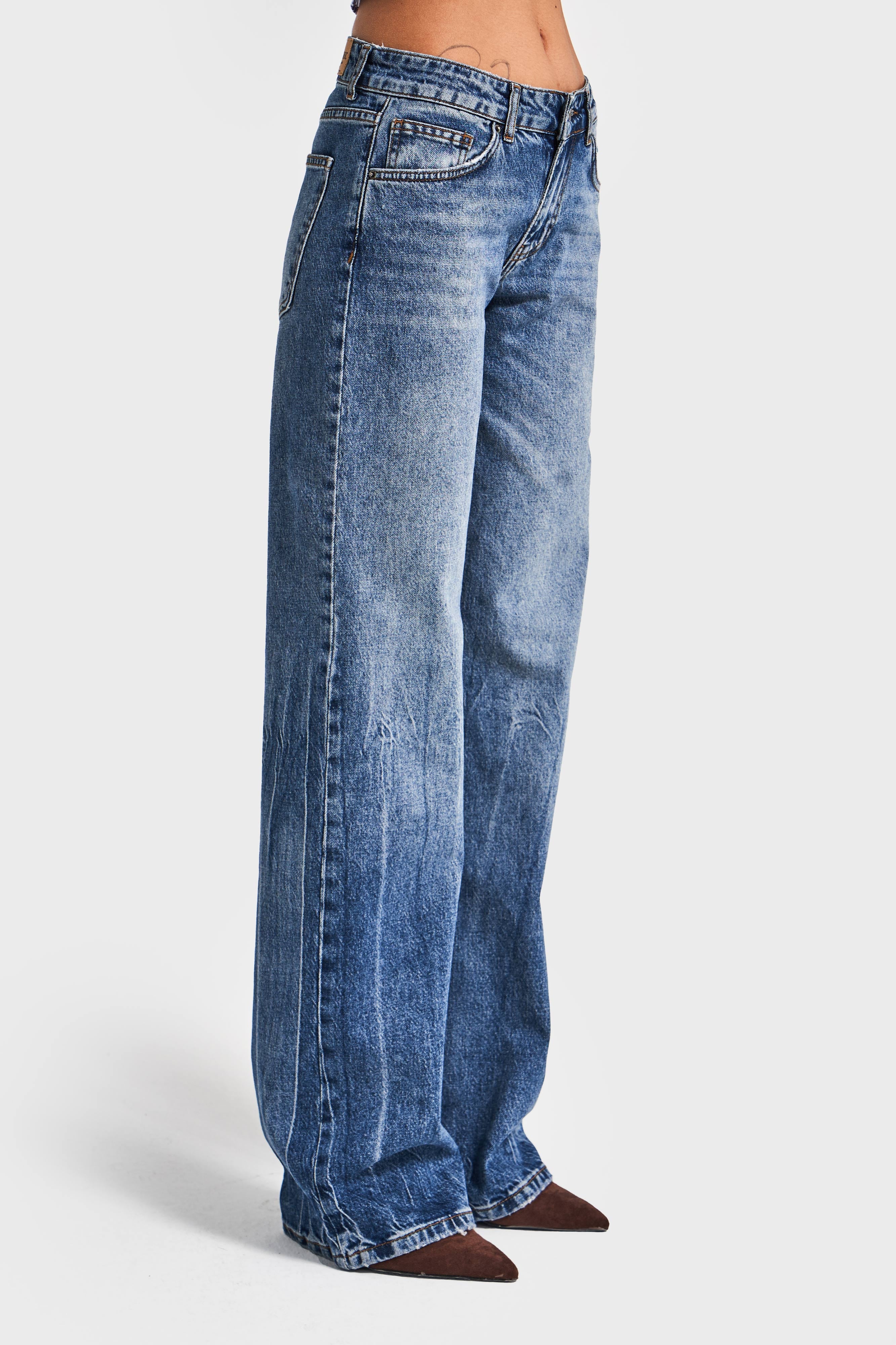 Kadın Mavi Renk 35w5-5 Midrise Straight Fit Esnek Elastan Kumaş Denim Jean
