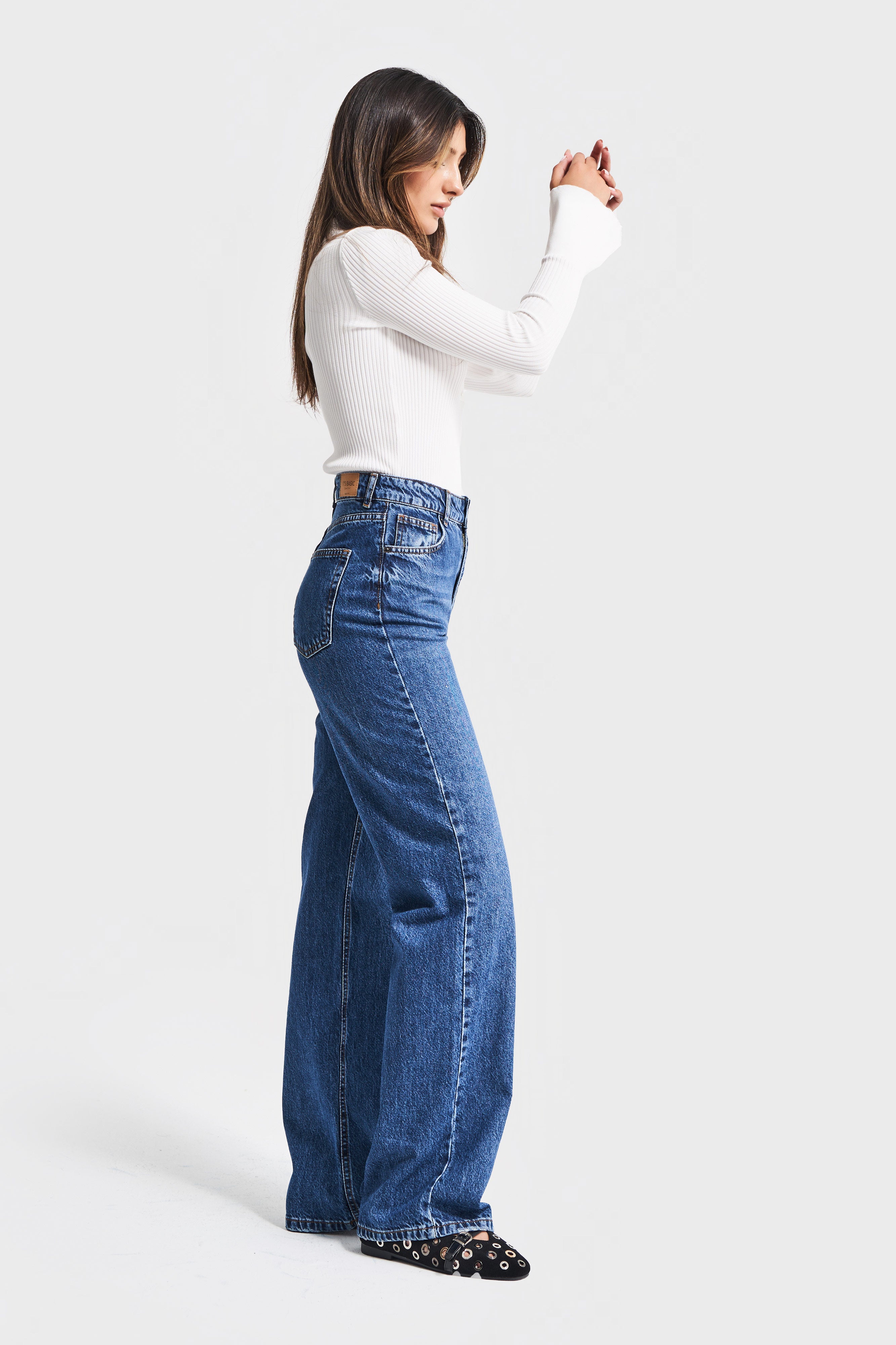 Kadın Mavi Renk Doris 2w5-5 Straight Fit Yüksek Bel %100 Koton İç Boy 80cm Denim Jean