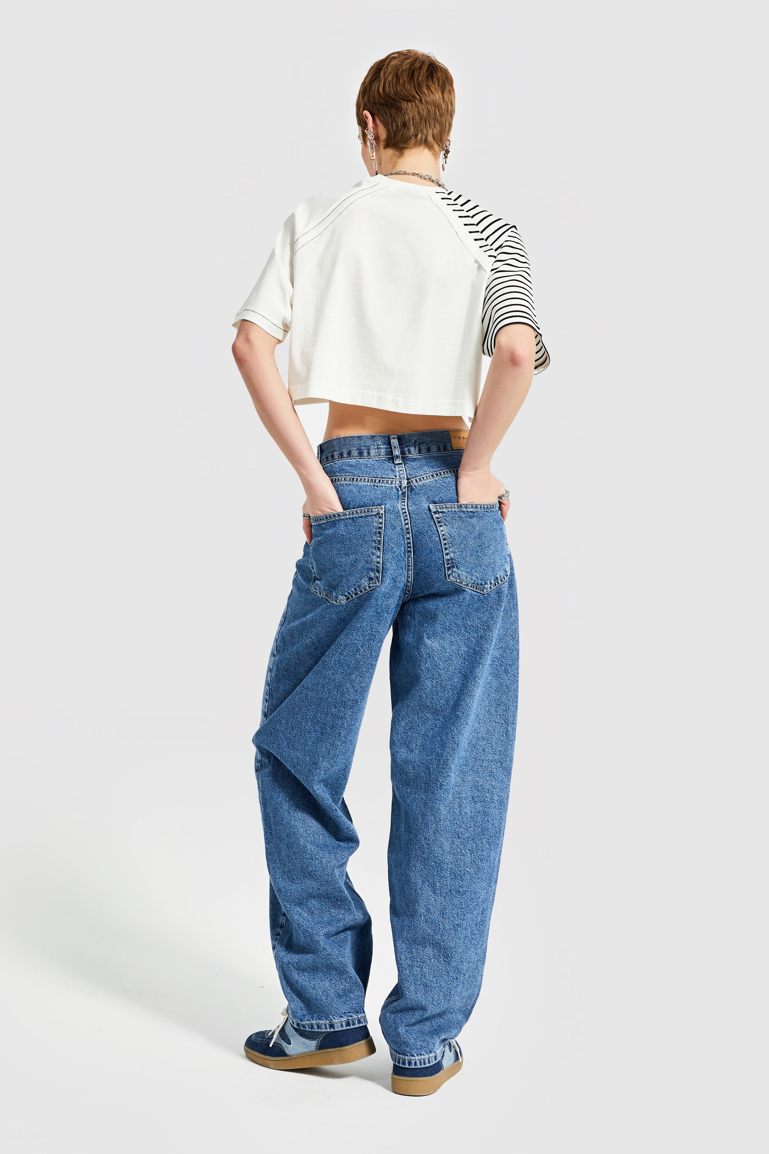 Women's Blue Color Skater Fit Loose Cut Denim