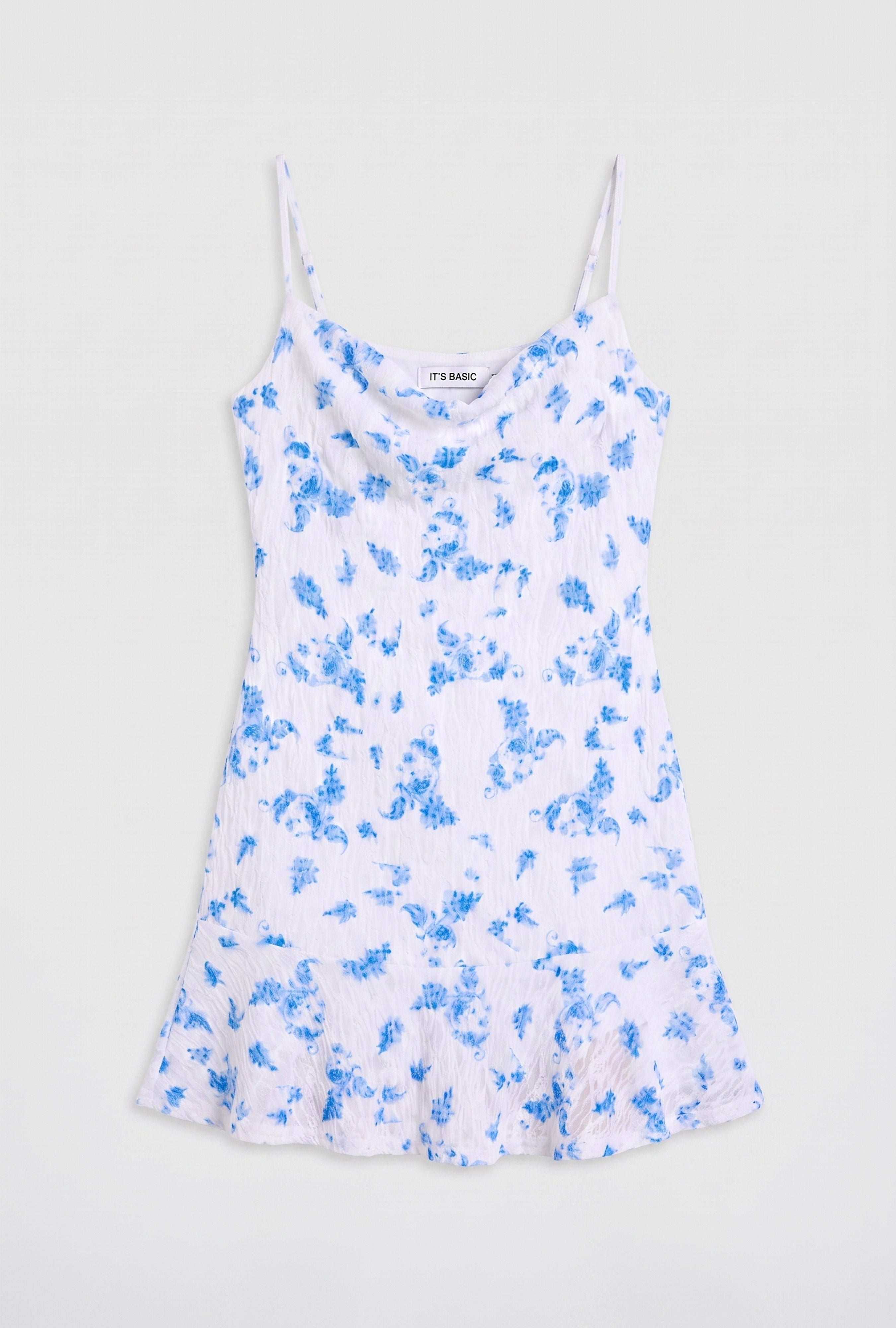 Women Blue s6 Floral Print-2 Stretchy Fabric Strappy Mini Dress