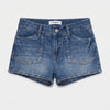 Kadın Mavi T-2s6-4 Drop Detaylı Mini Özel Tasarım Denim Şort